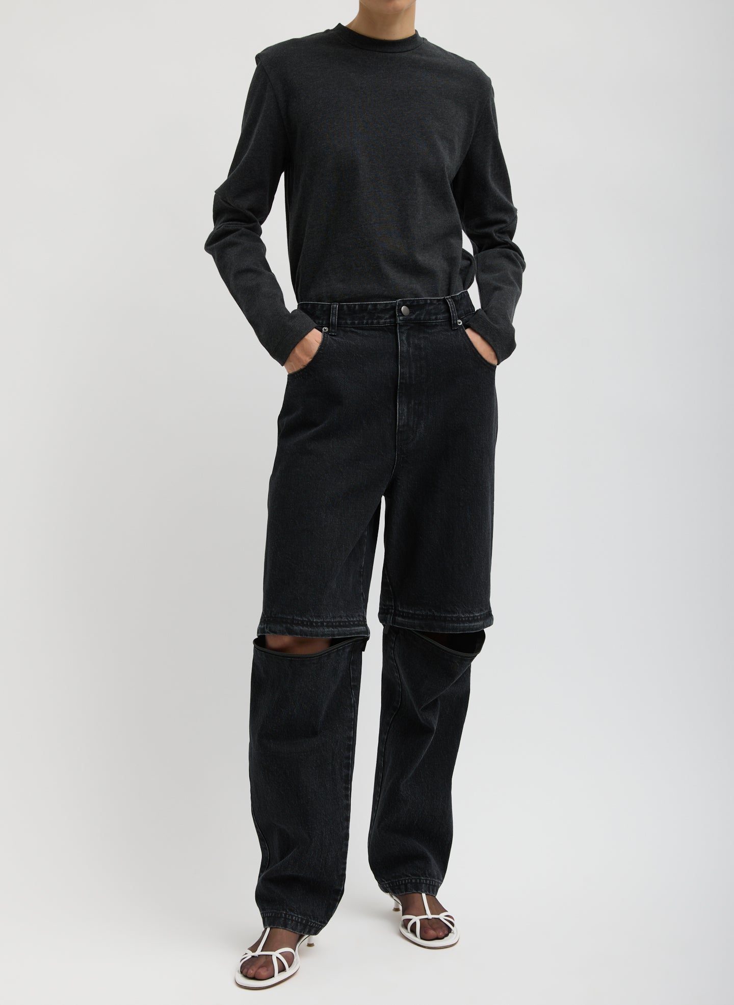 BLACK DENIM LARS CONVERTIBLE ZIP JEAN