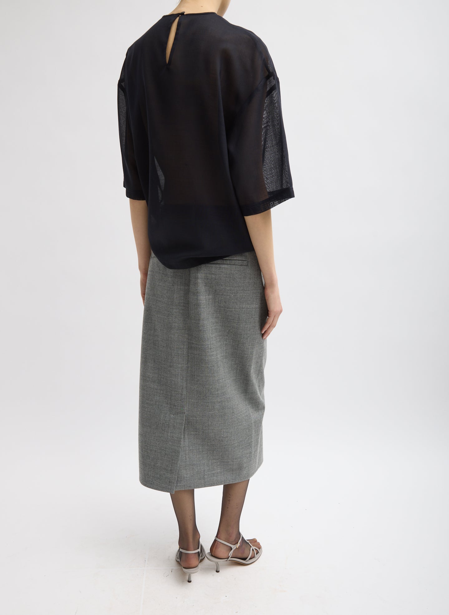 TECHY BONDED WOOL WRAP MIDI SKIRT