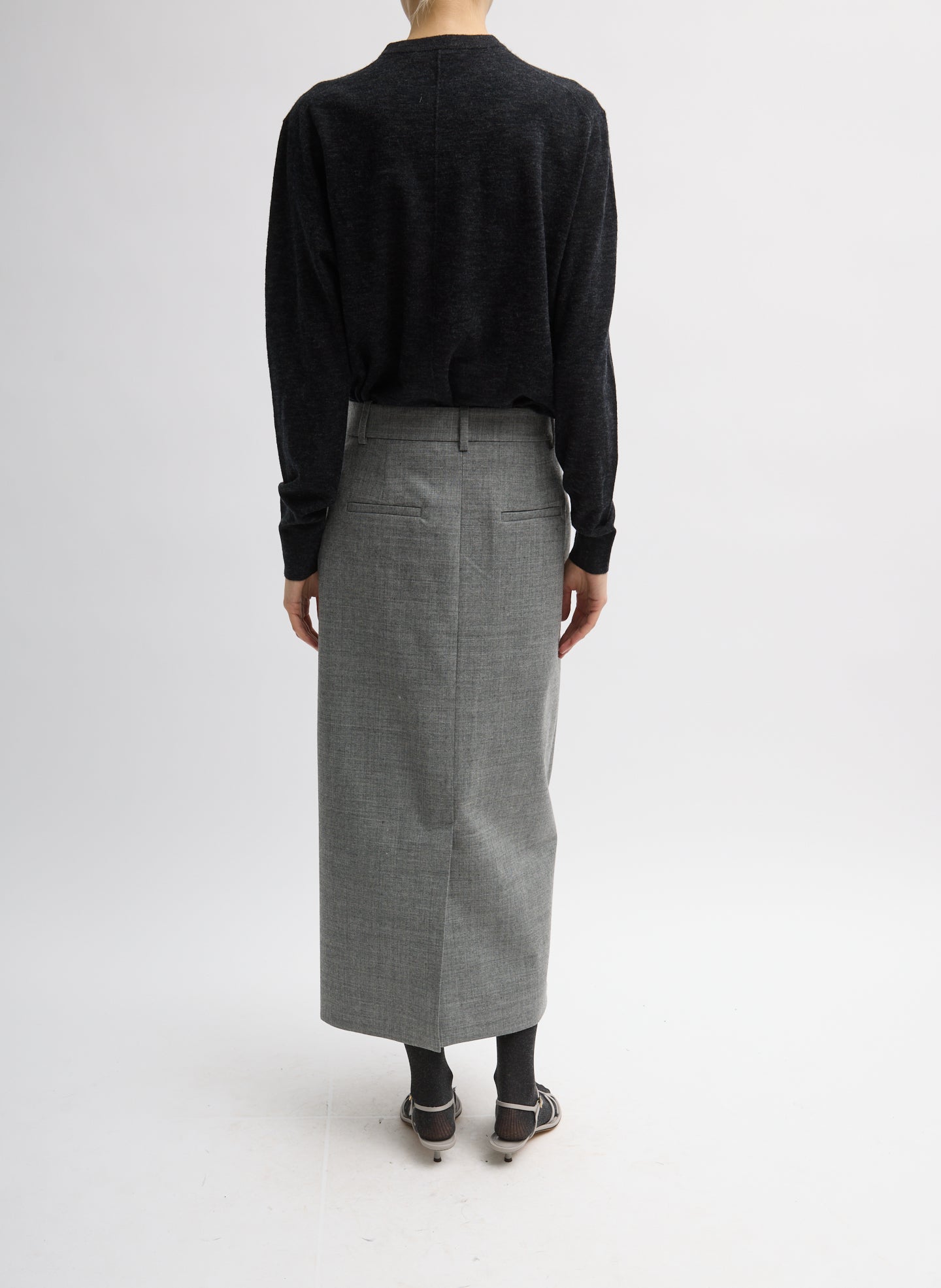 TECHY BONDED WOOL WRAP MAXI SKIRT