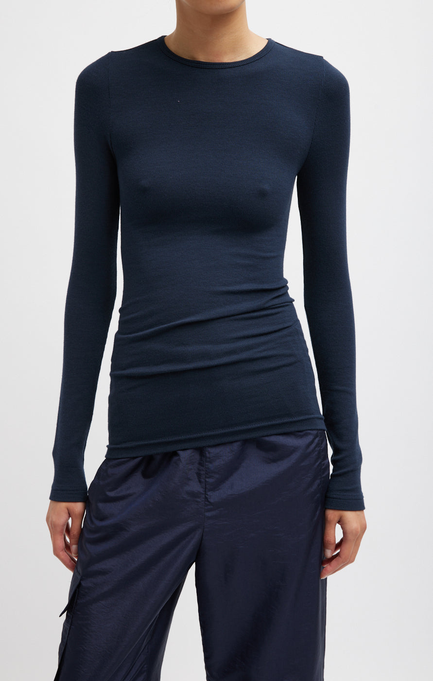 CIRCULAR RIBBED CREWNECK PULLOVER T