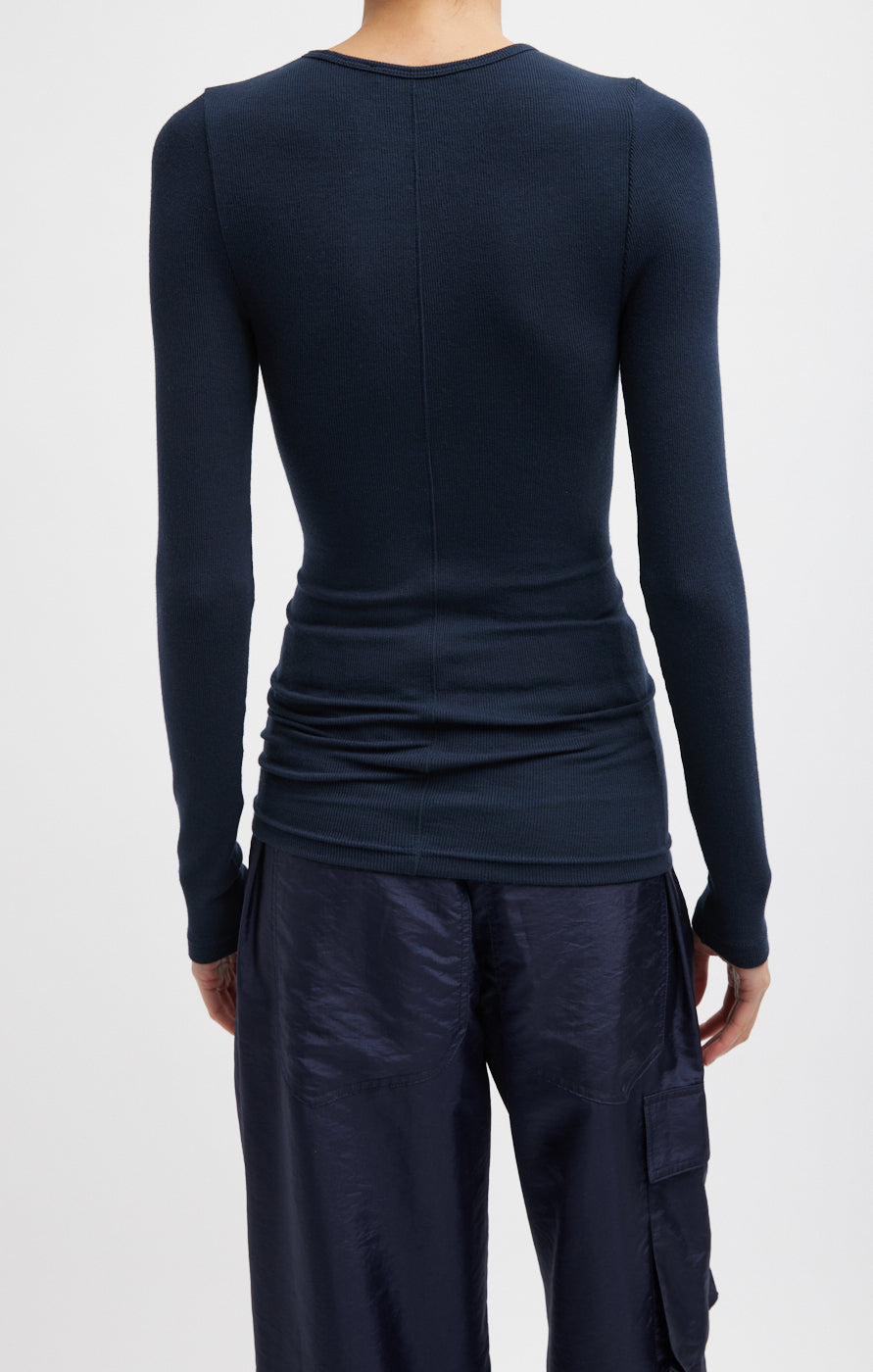 CIRCULAR RIBBED CREWNECK PULLOVER T