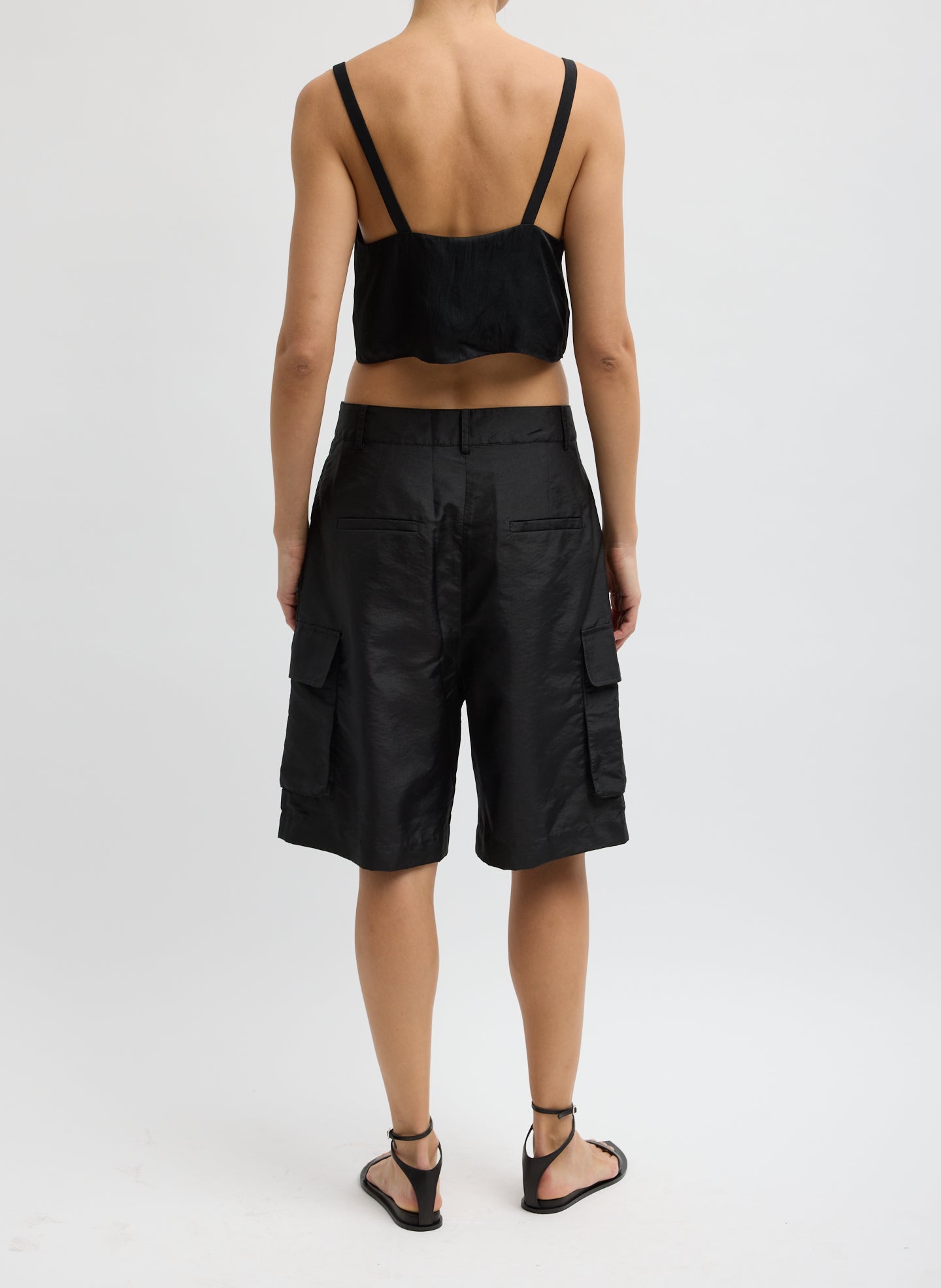 SUMMER ACETATE CRINKLE CROPPED TANK