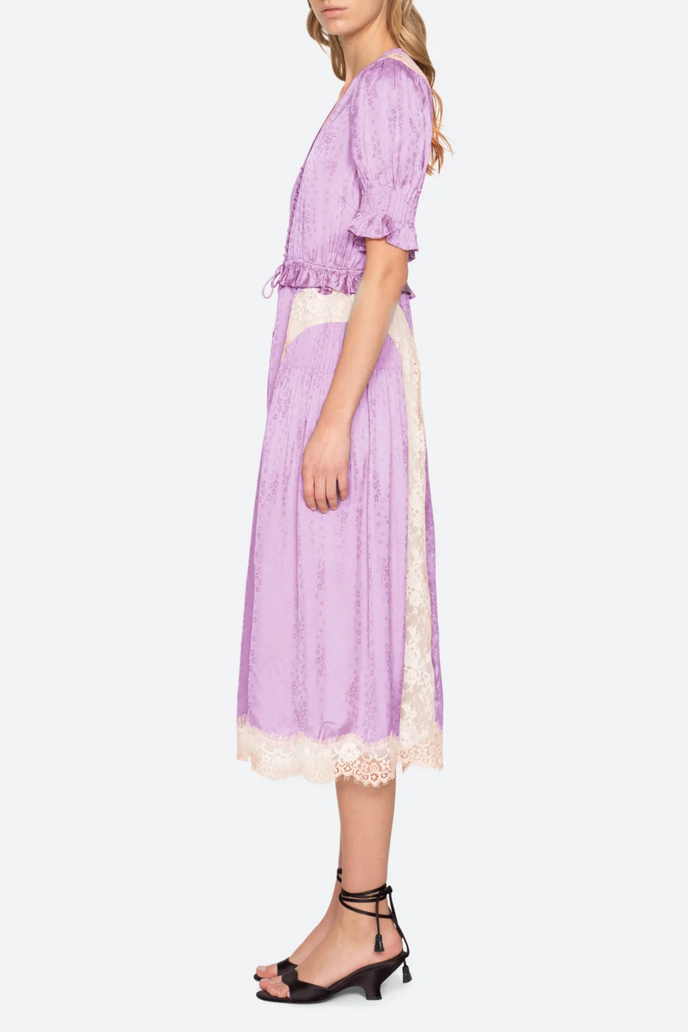 Ethel Puff Midi Dresss in Lilac