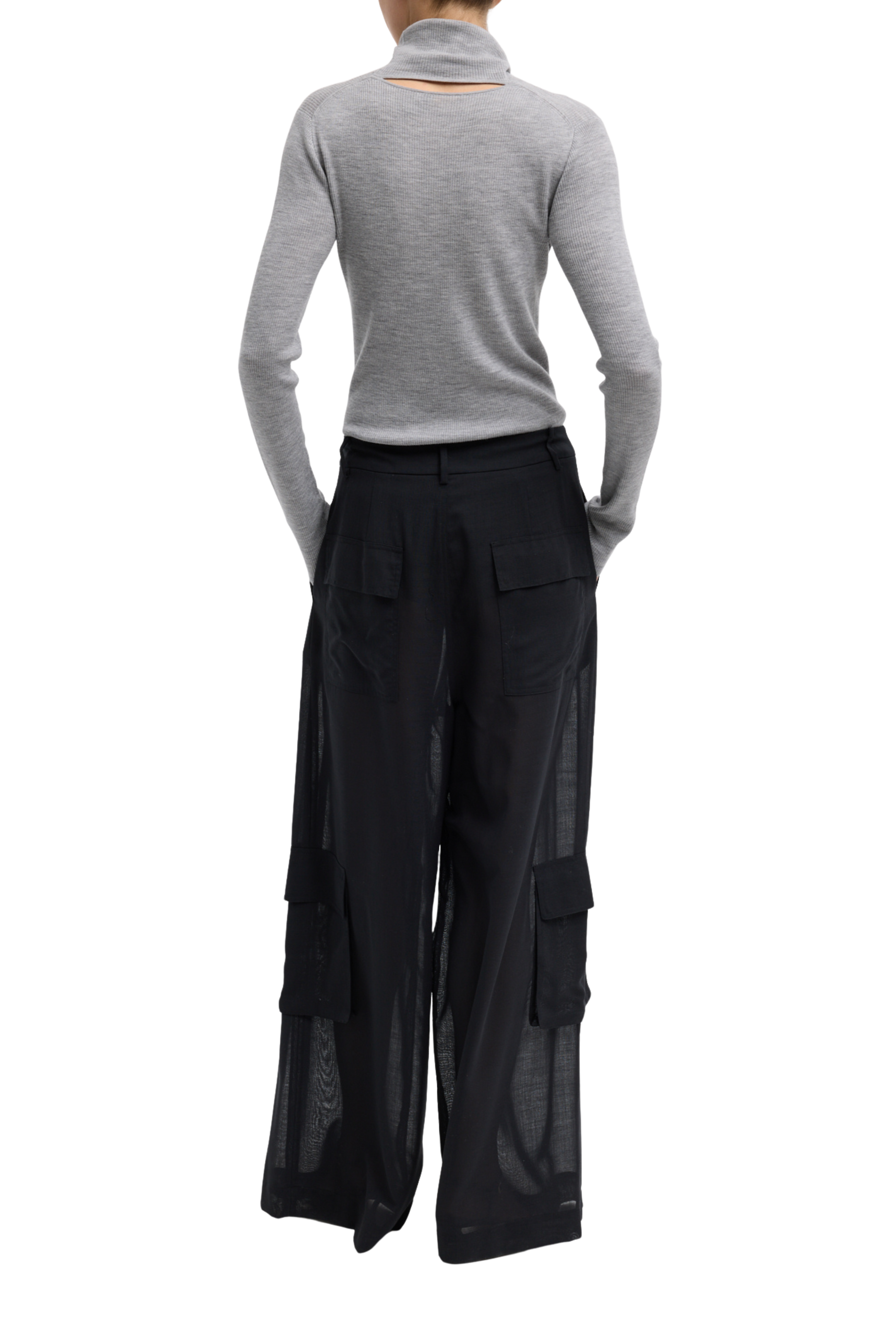 Sheer Wool Gauze Triple Pleat Pant