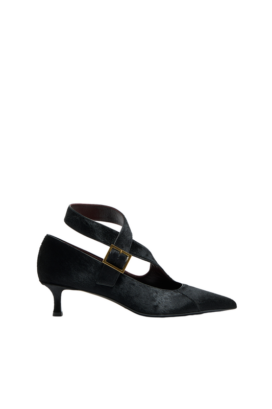 Calfhair Sloan Pump in Black