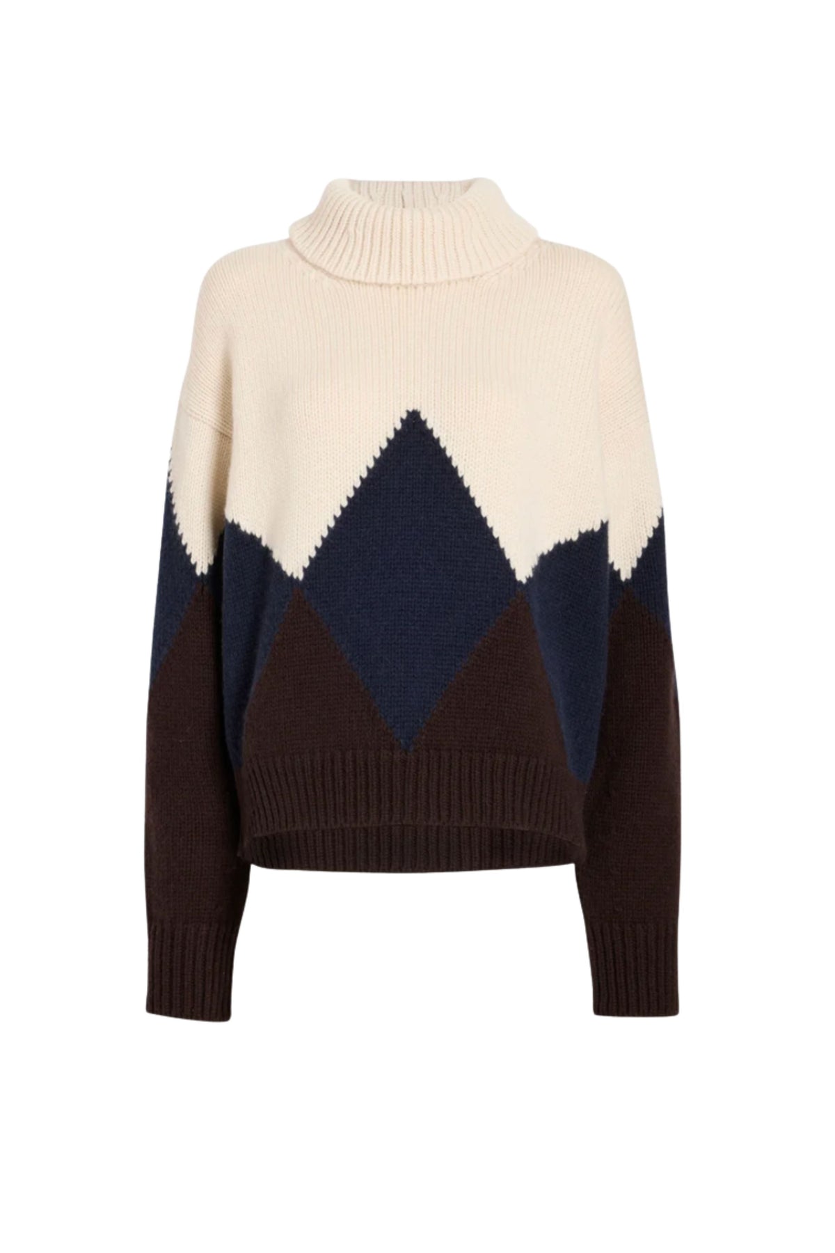Oren Intarsia Turtleneck in Cashmere Wool Raisin Multi