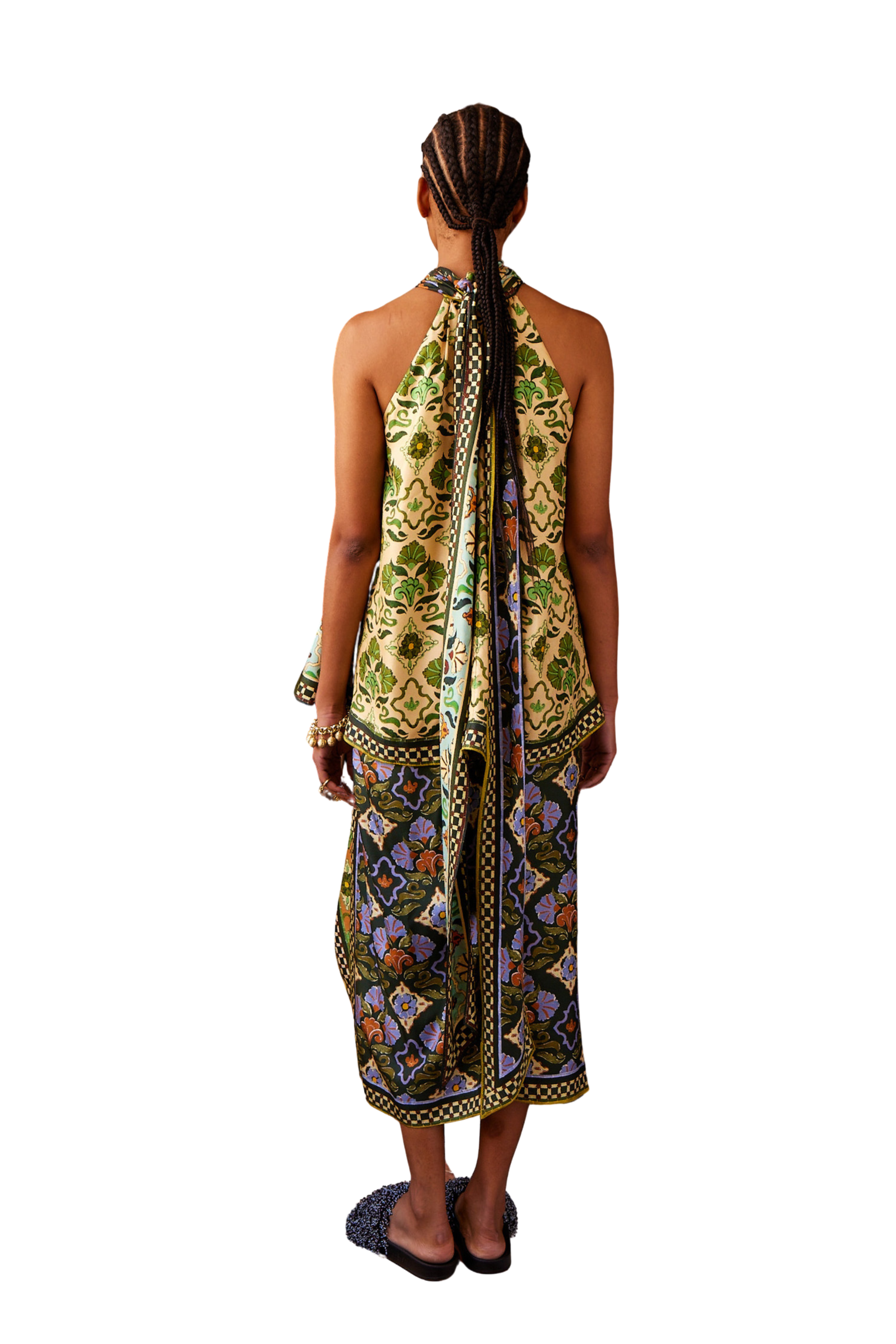 Cece Spliced Silk Skirt