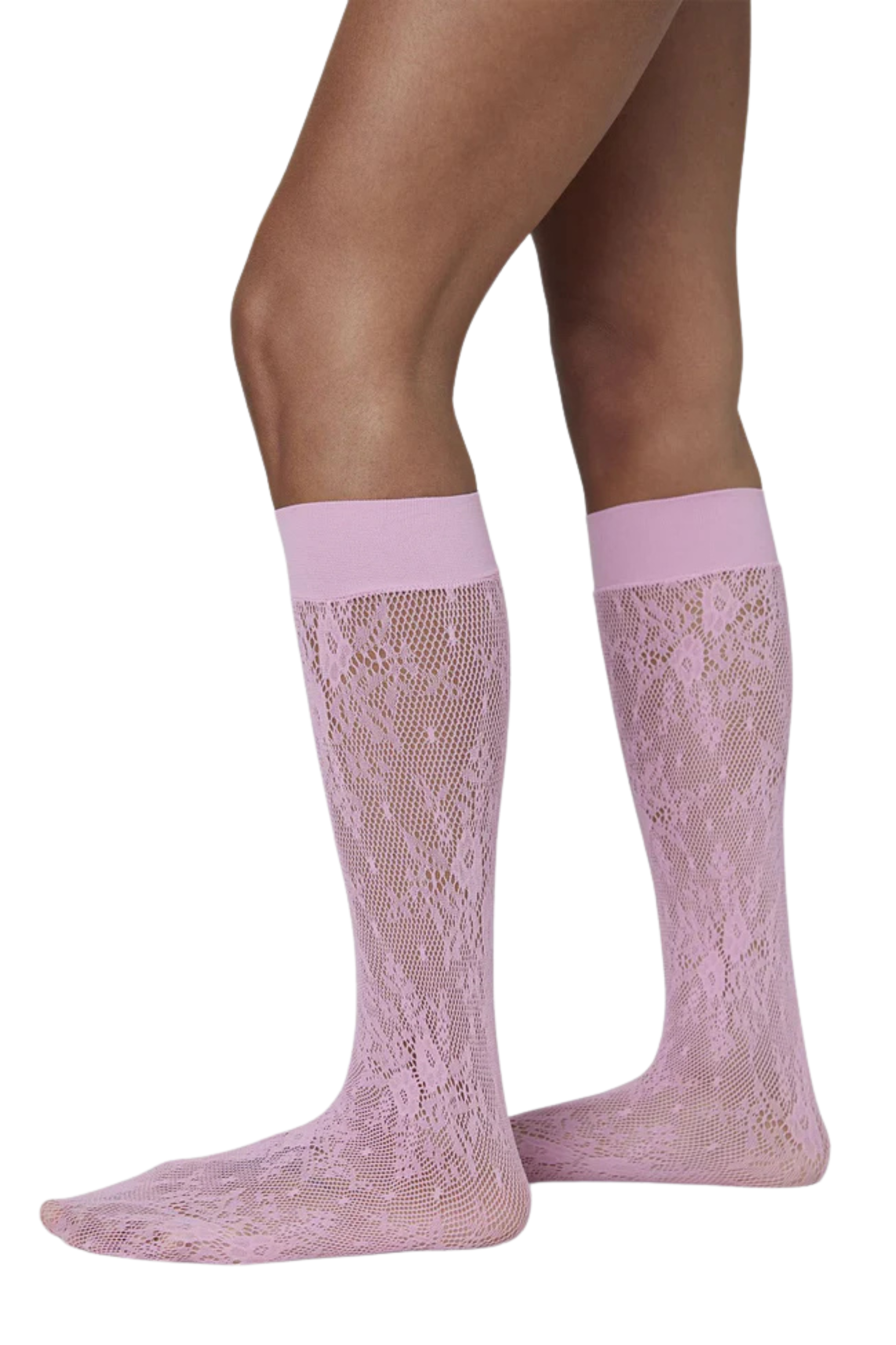Rosa Lace Knee-Highs in Dusty Pink