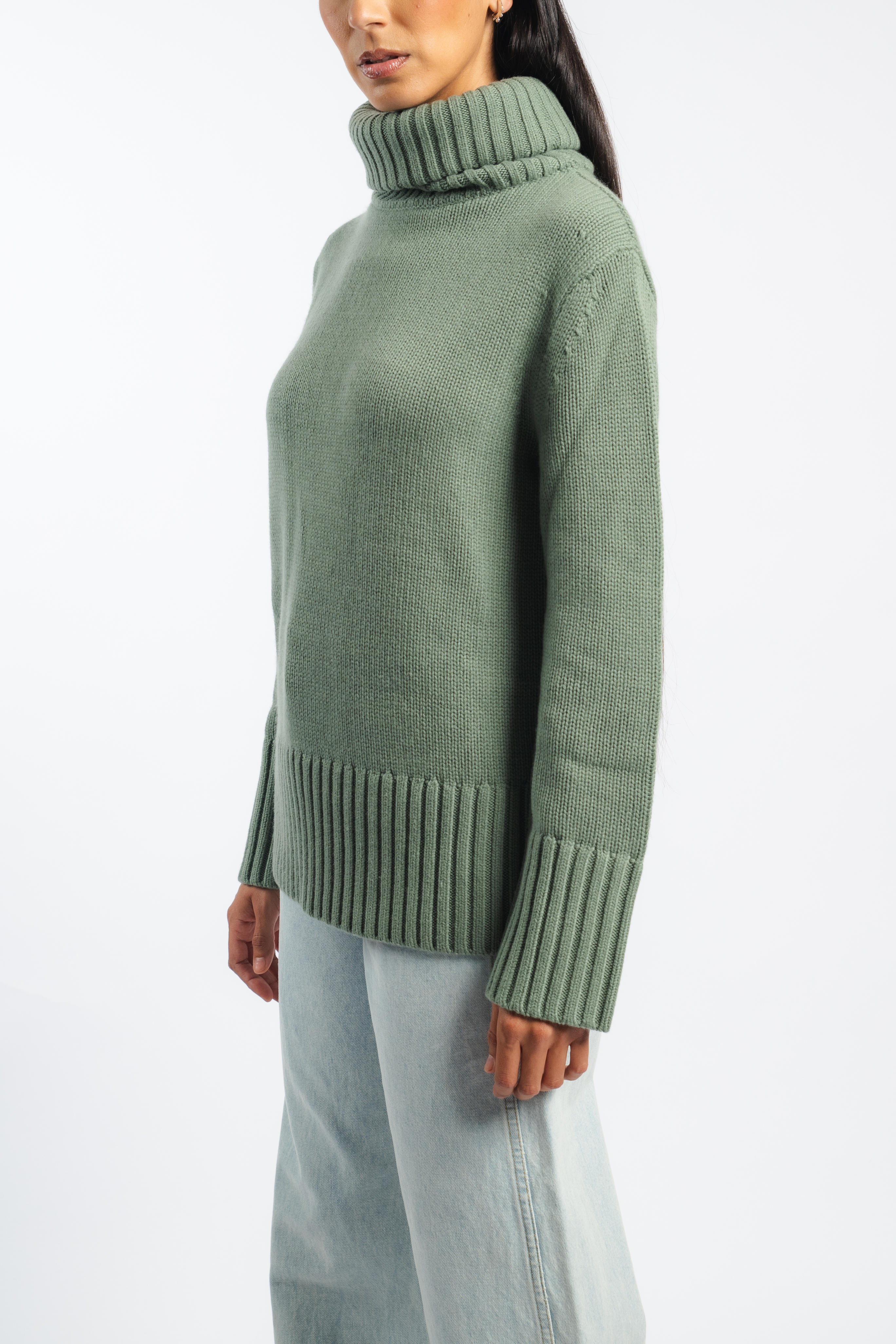 Cashmere Oversized Turtleneck in Celadon