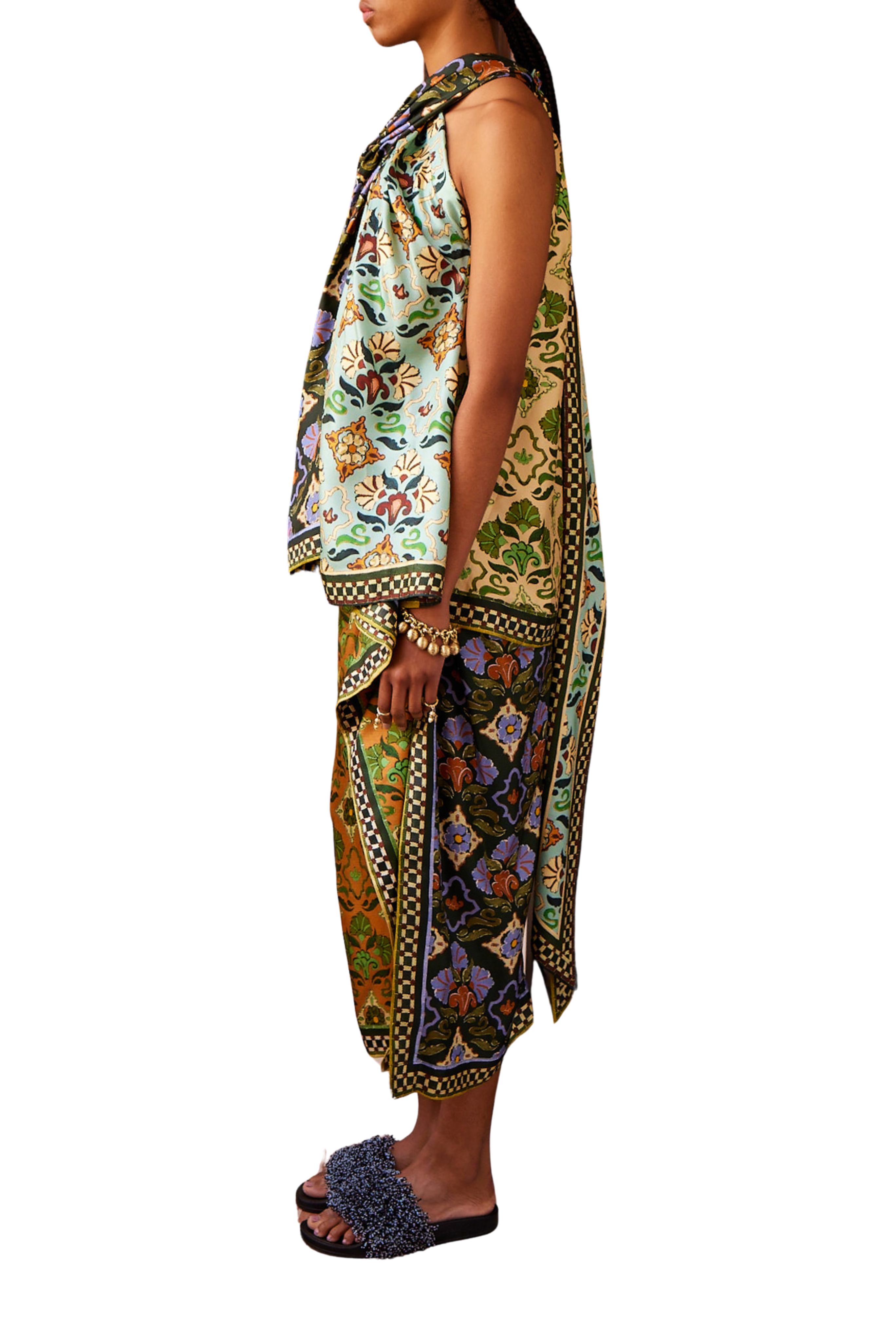 Cece Spliced Silk Top