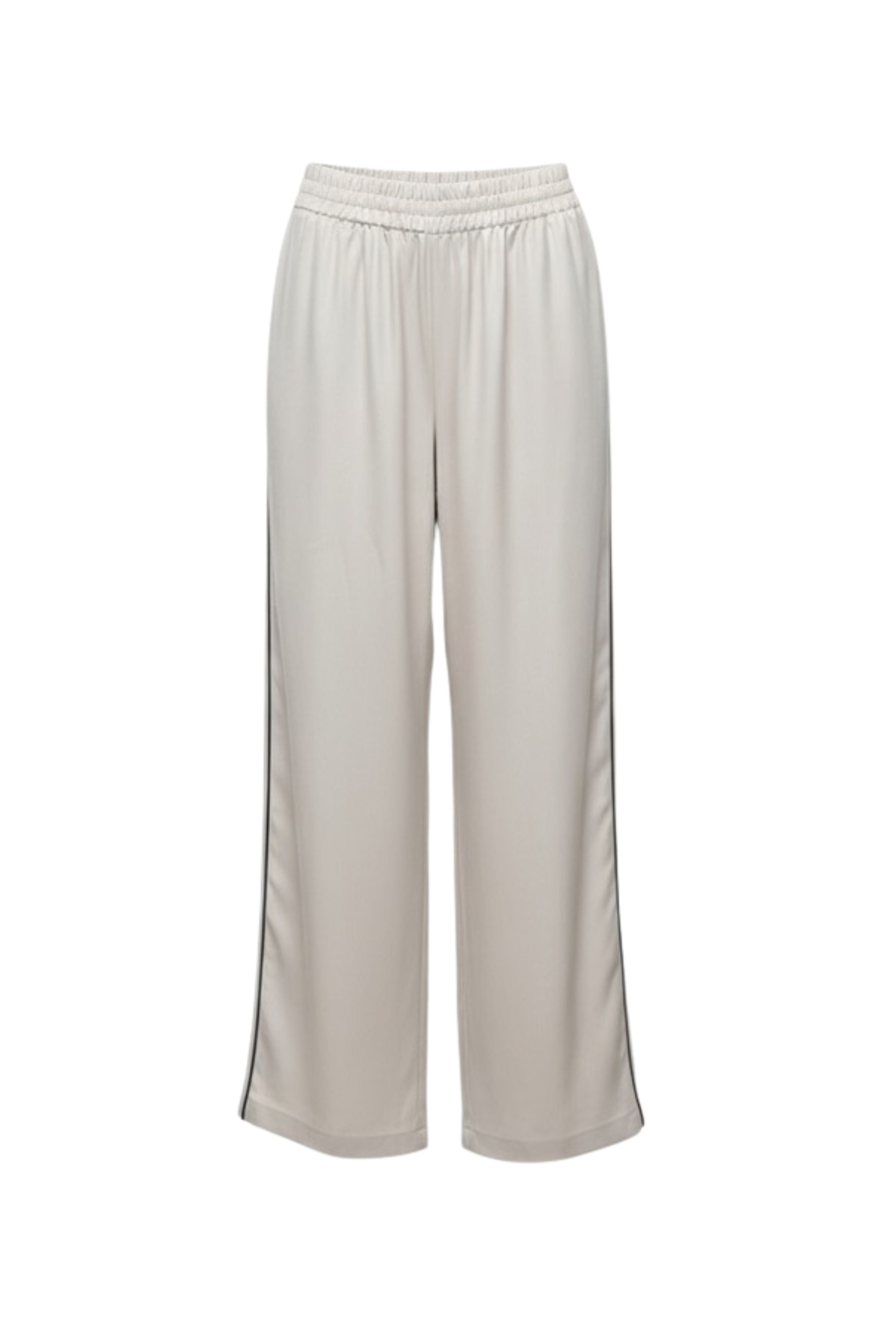 Wide Leg Trousers With Piping Detail in White