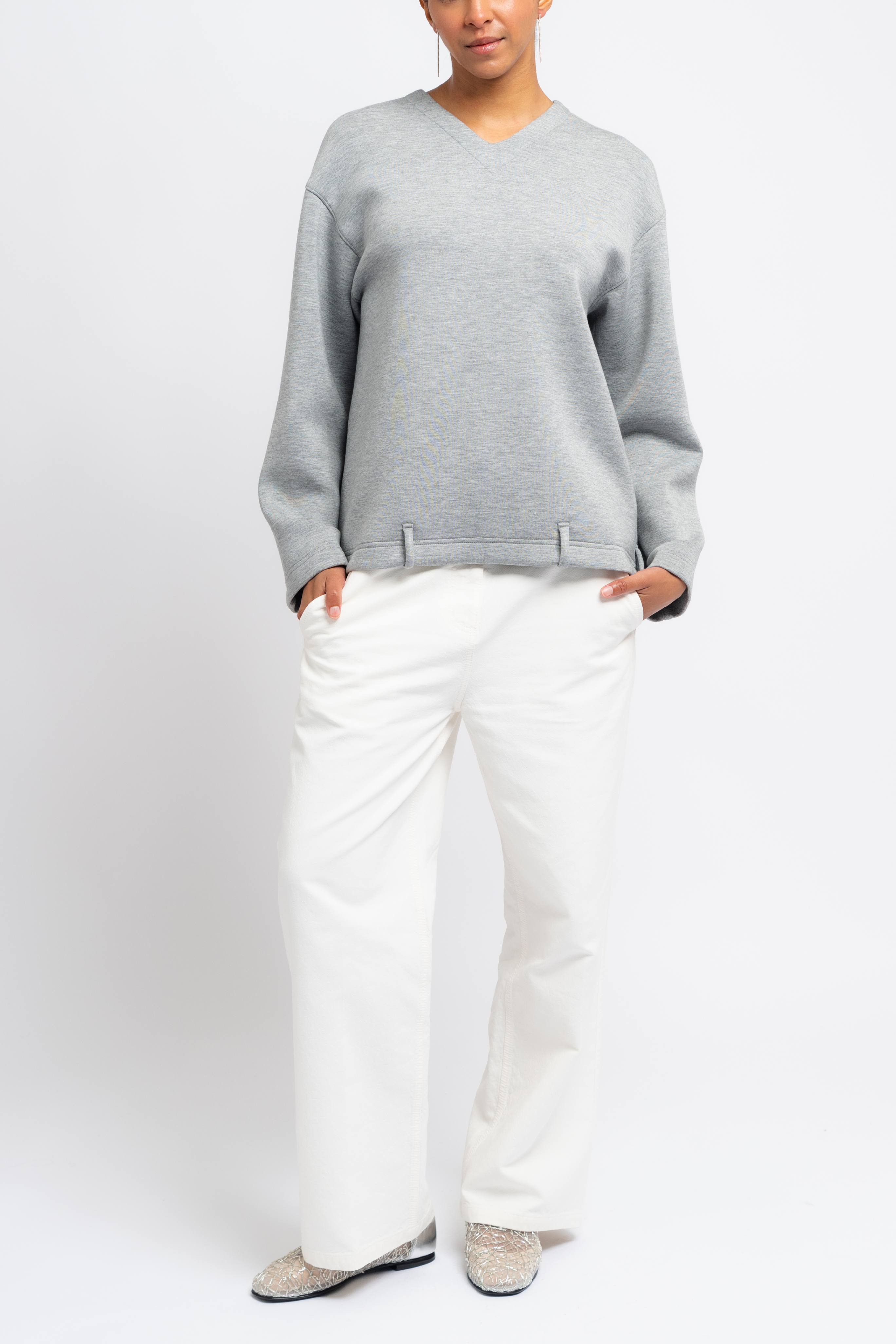 Bonded Viscose Easy V-Neck Top