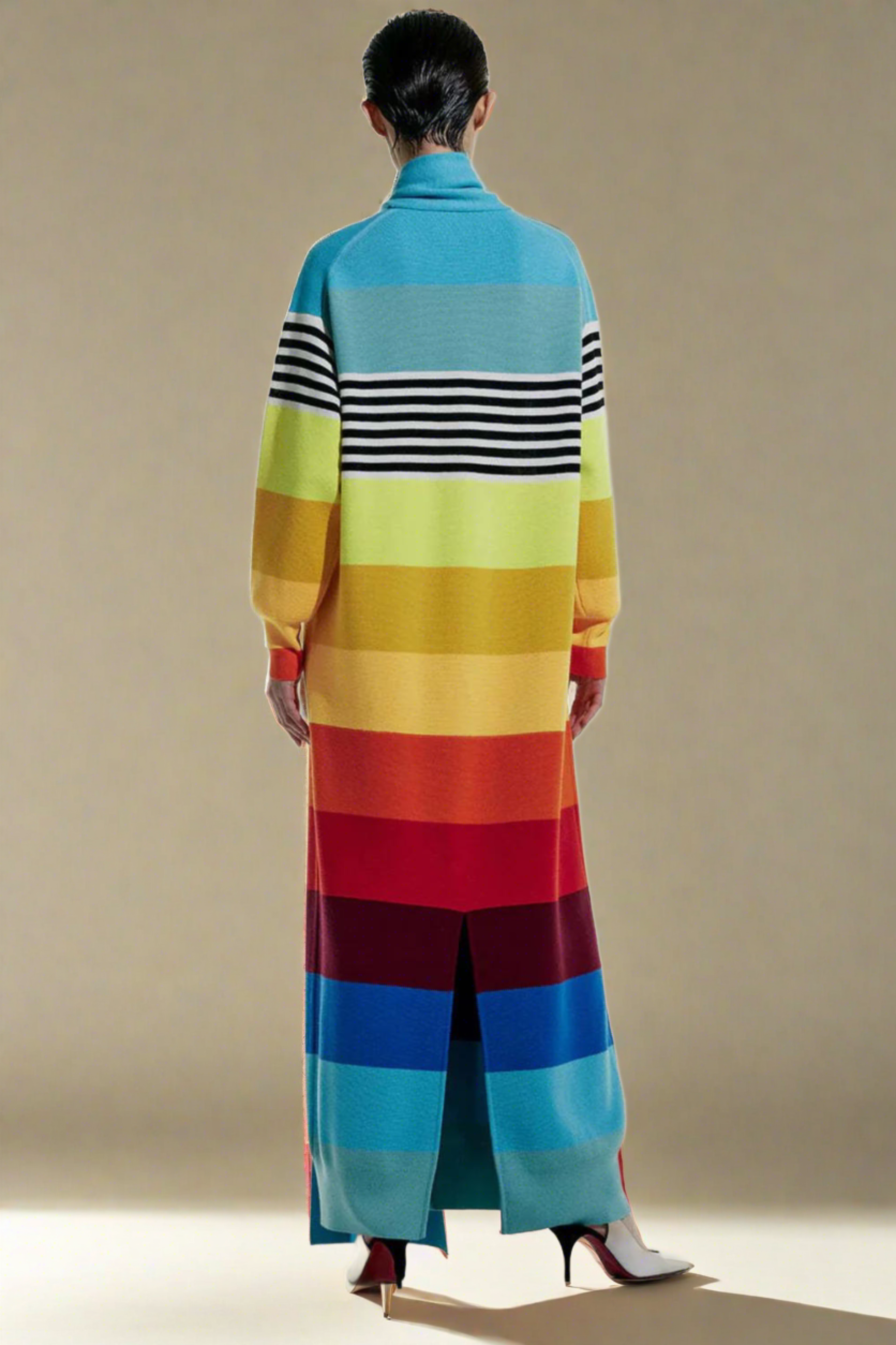 CHRISTOPHER JOHN ROGERS Scarf Neck Stripe Sweater Dress