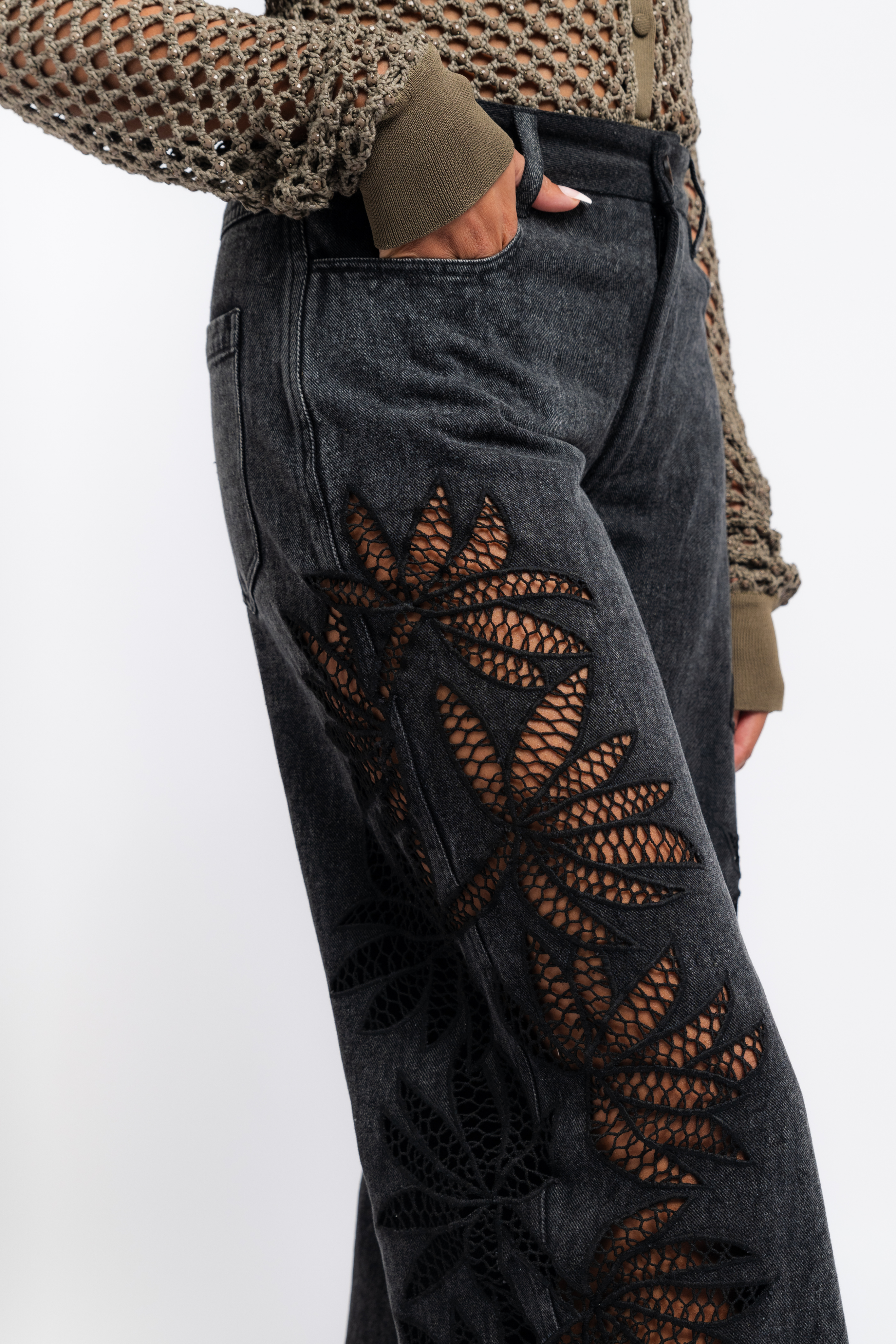 Stulla Crochet Black Jeans