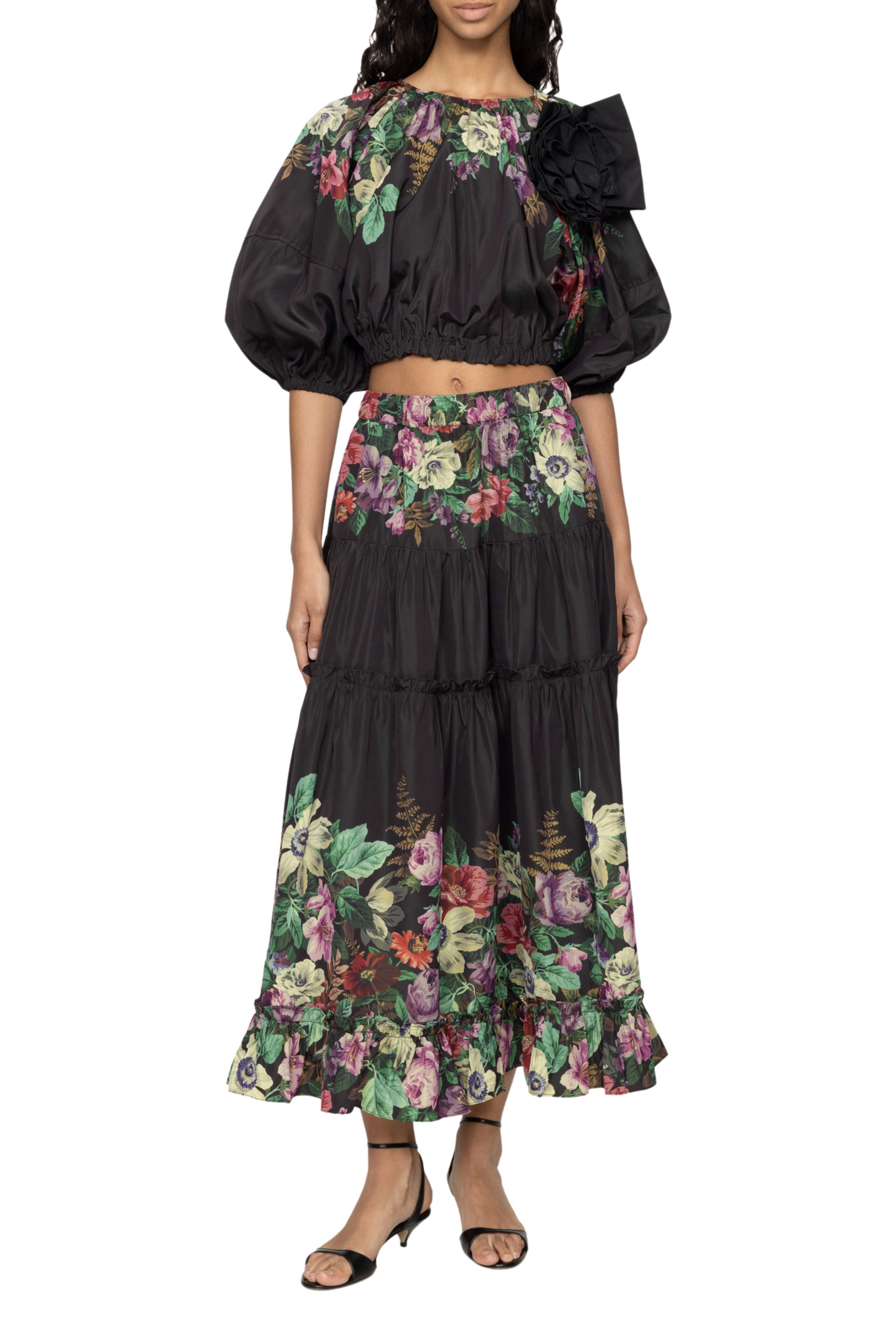 Viktoria Print Bubble Cropped Top