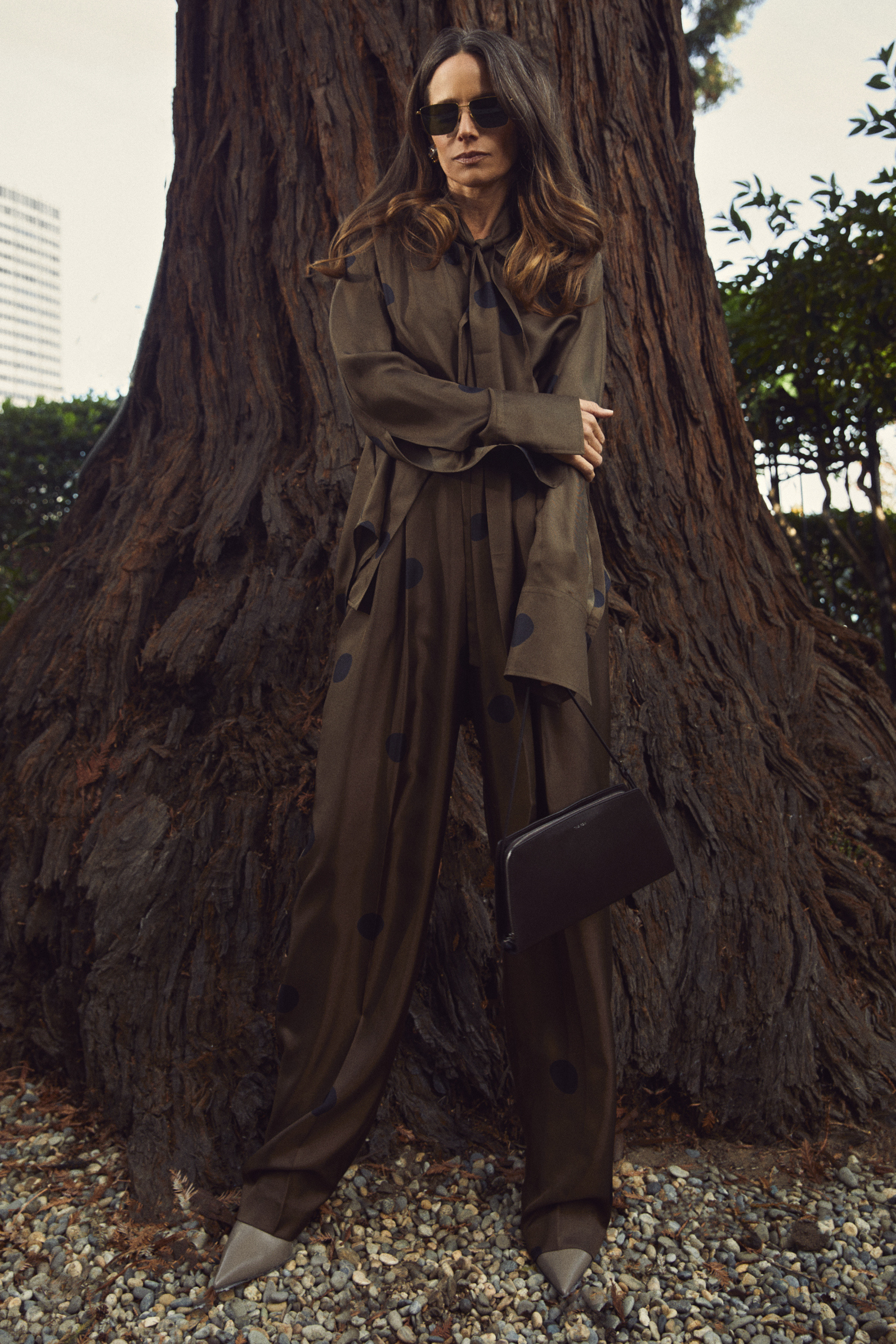 PETAR PETROV Mandarin Collar Blouse With Scarf