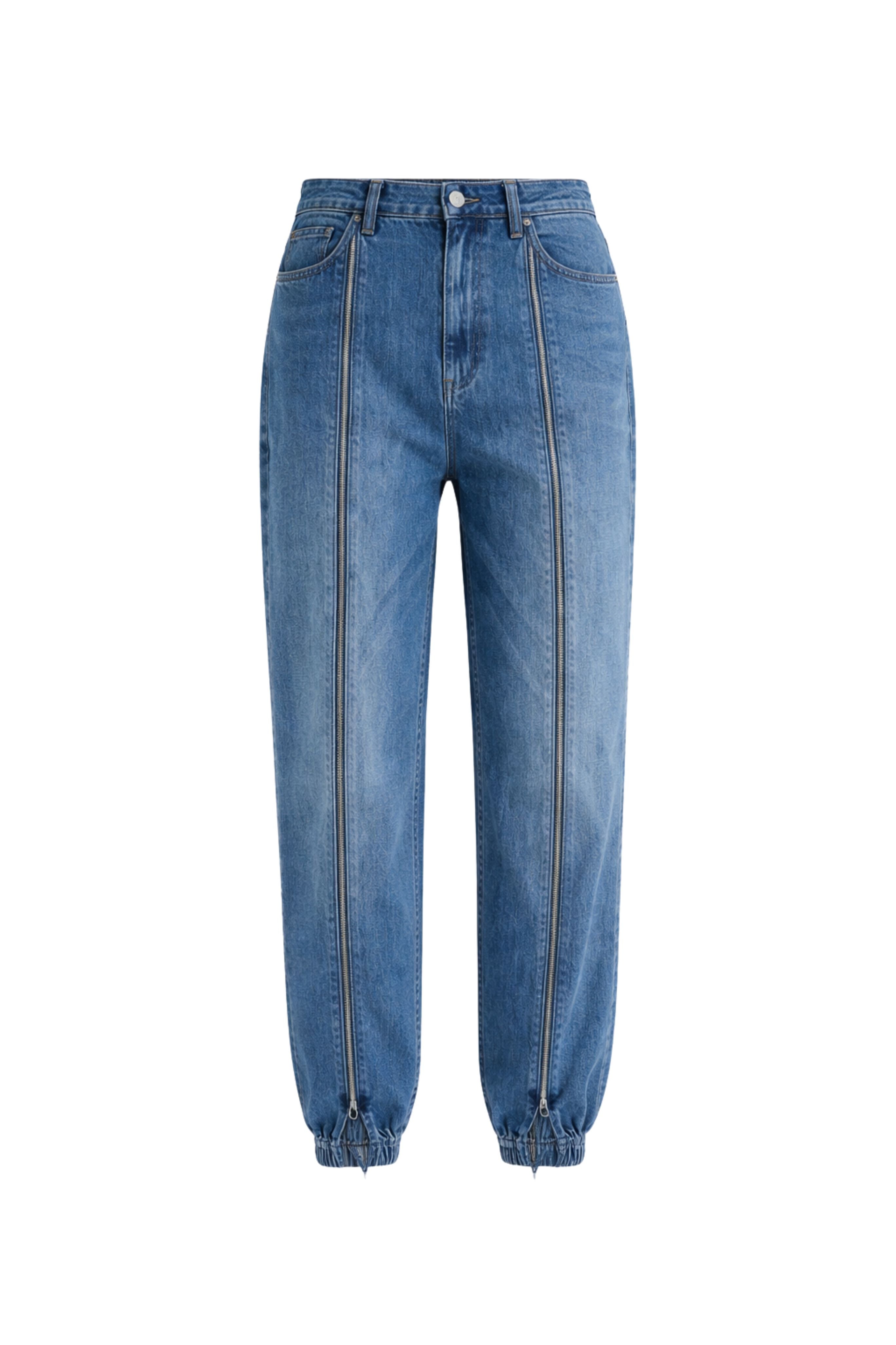 Zippered Denim Jogger