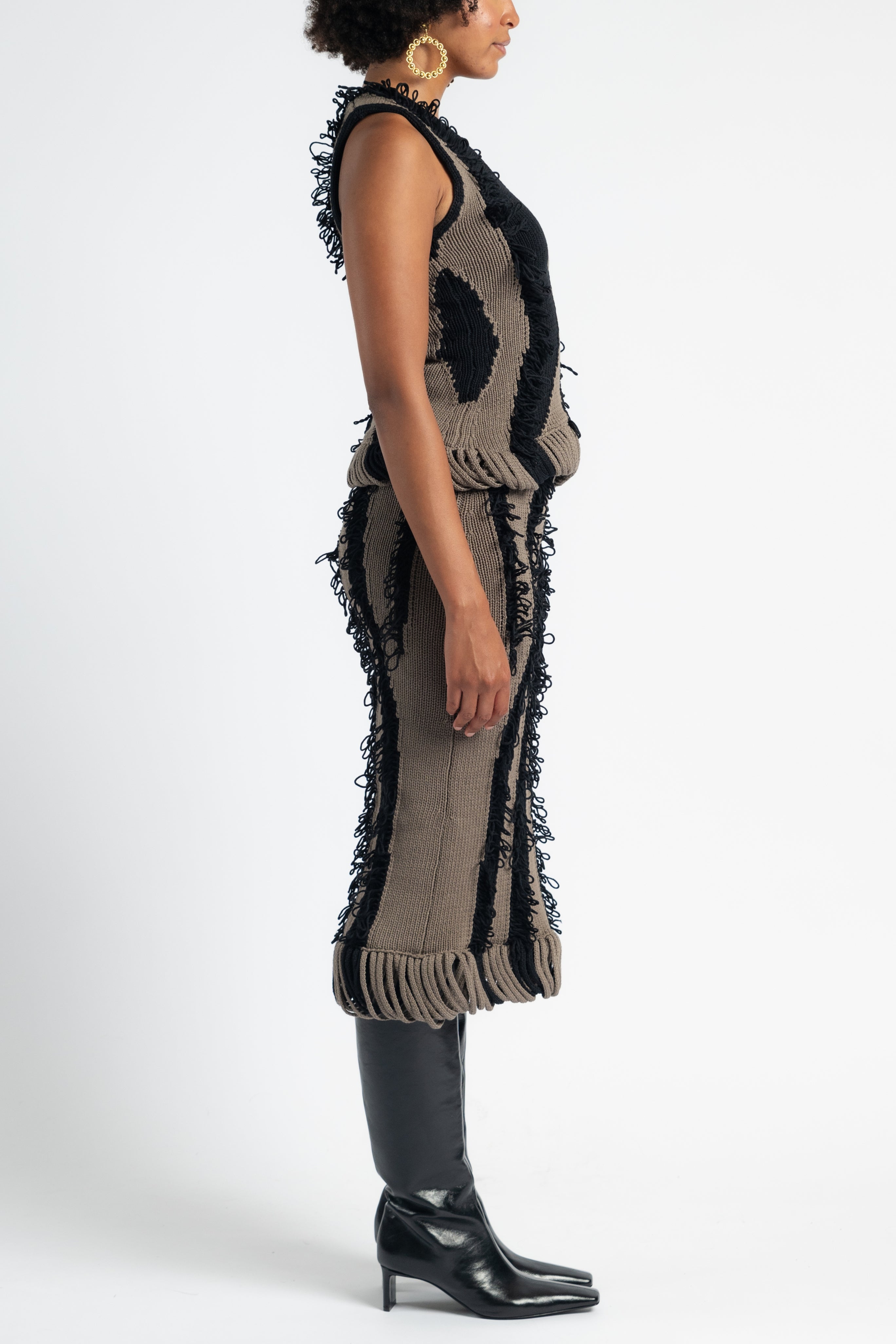 Roaring Fringe Knit Top in Black