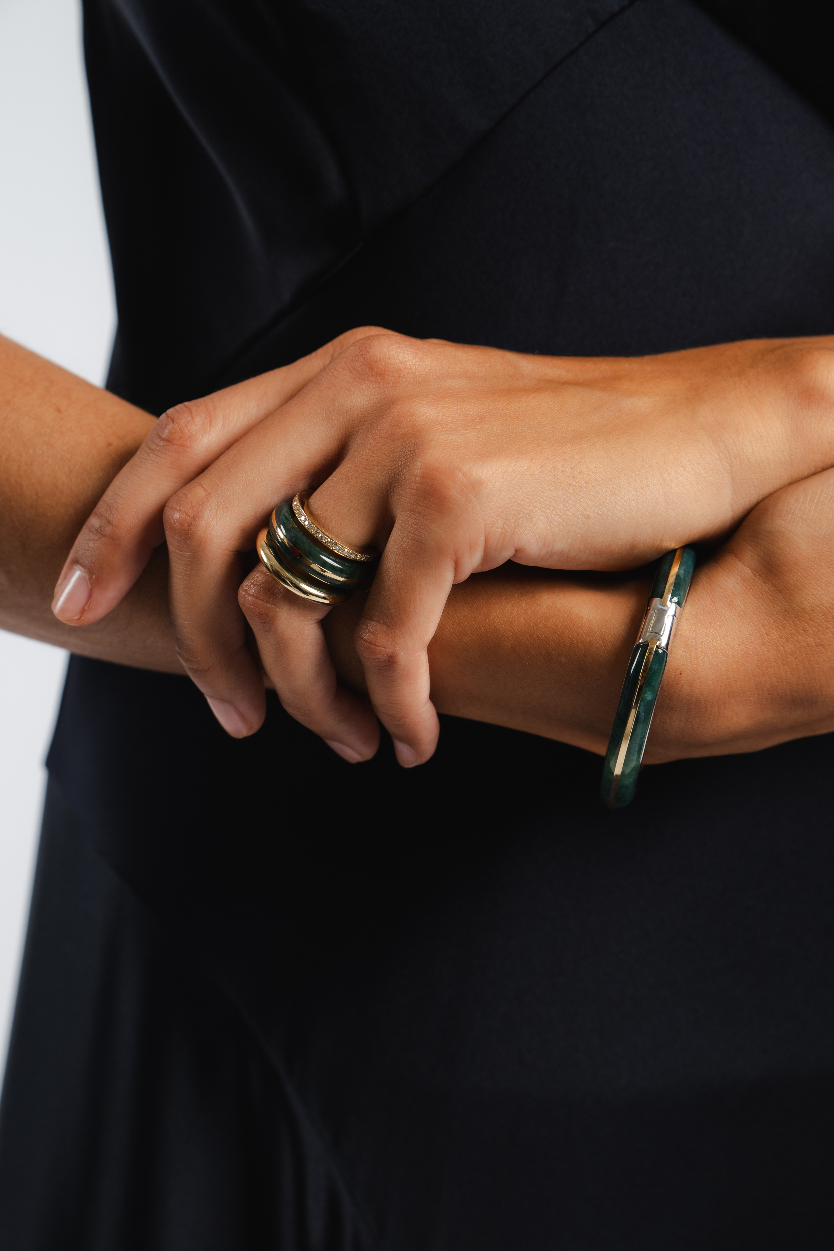 Essential Stacking Cuff - Moss Agate