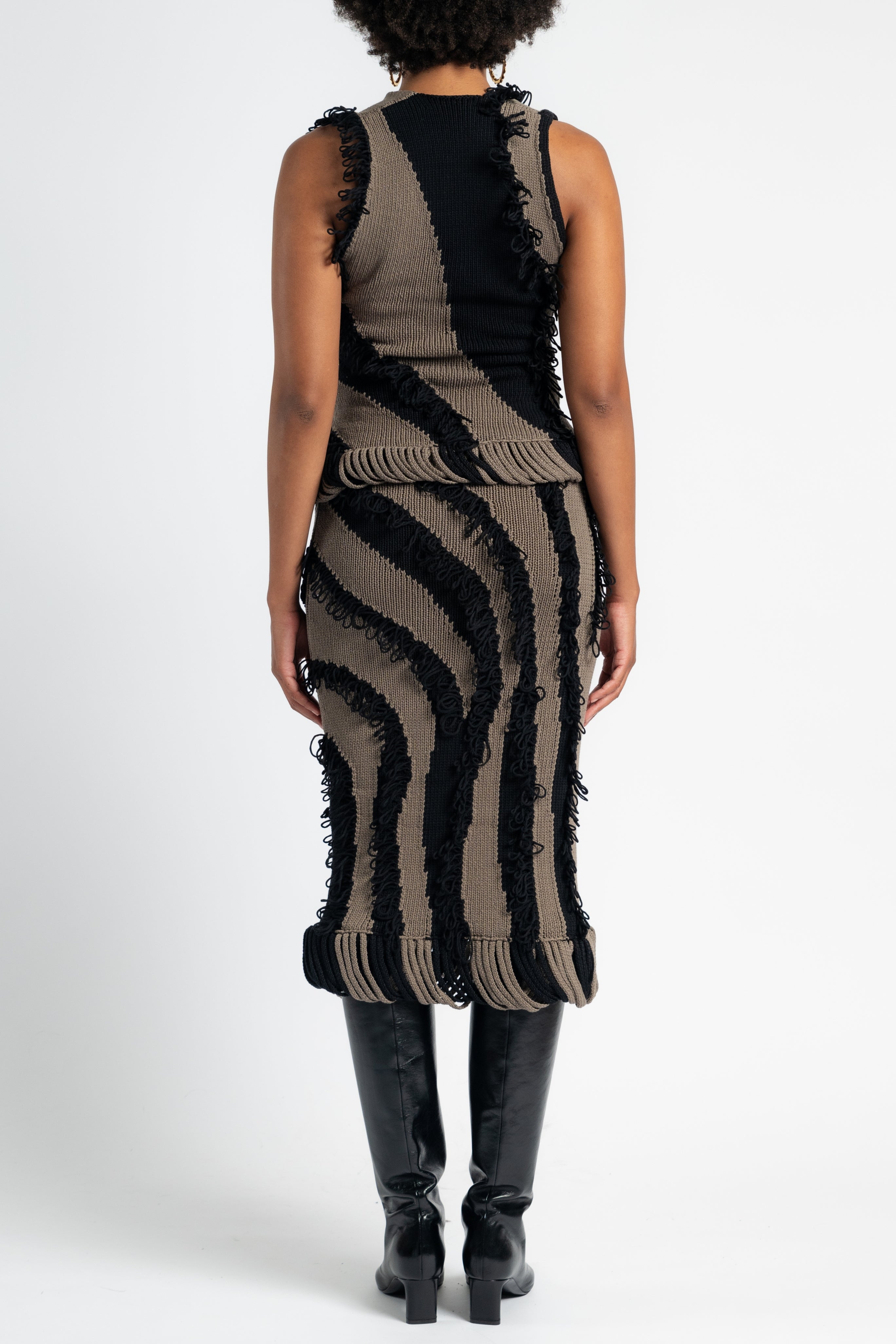 Roaring Fringe Knit Top in Black