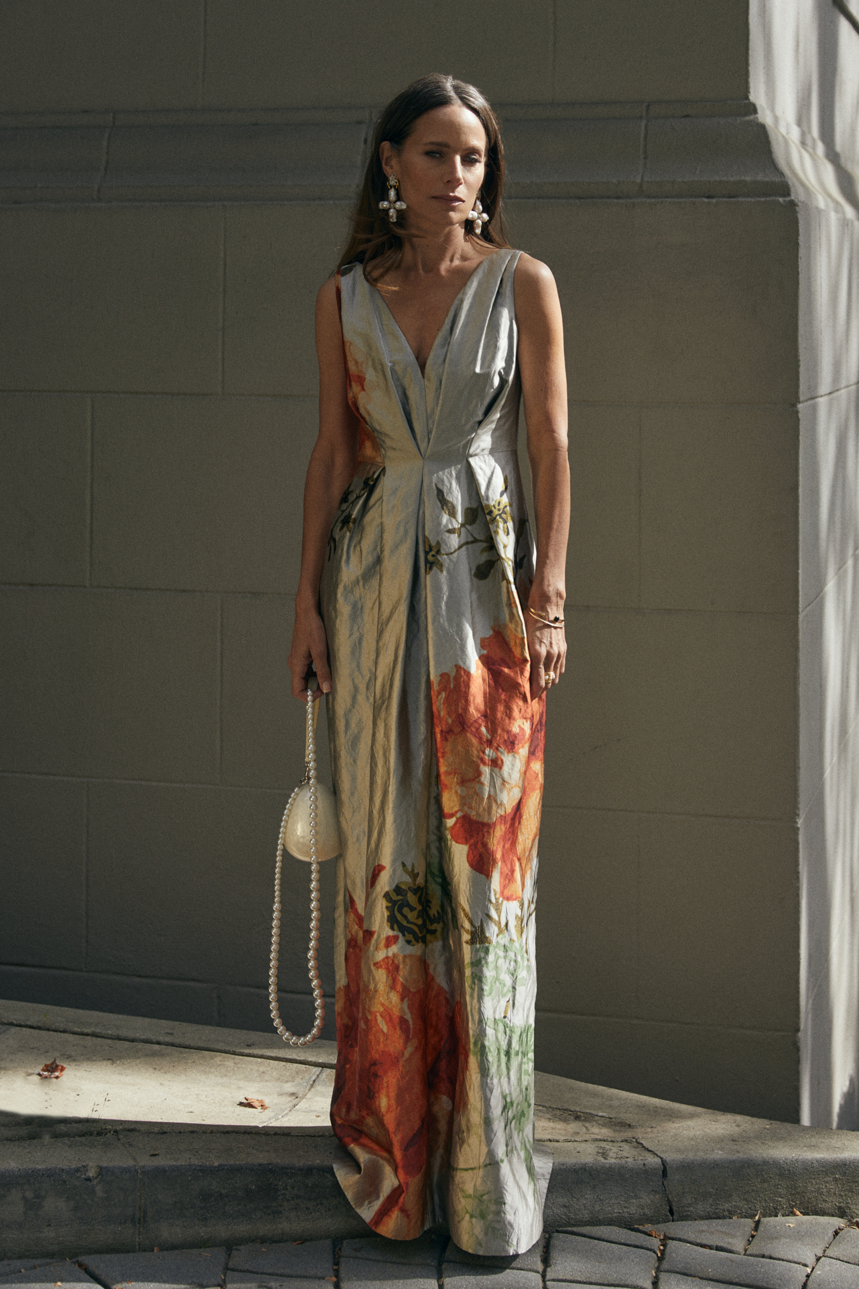 ERDEM Sleeveless V Neck Gown