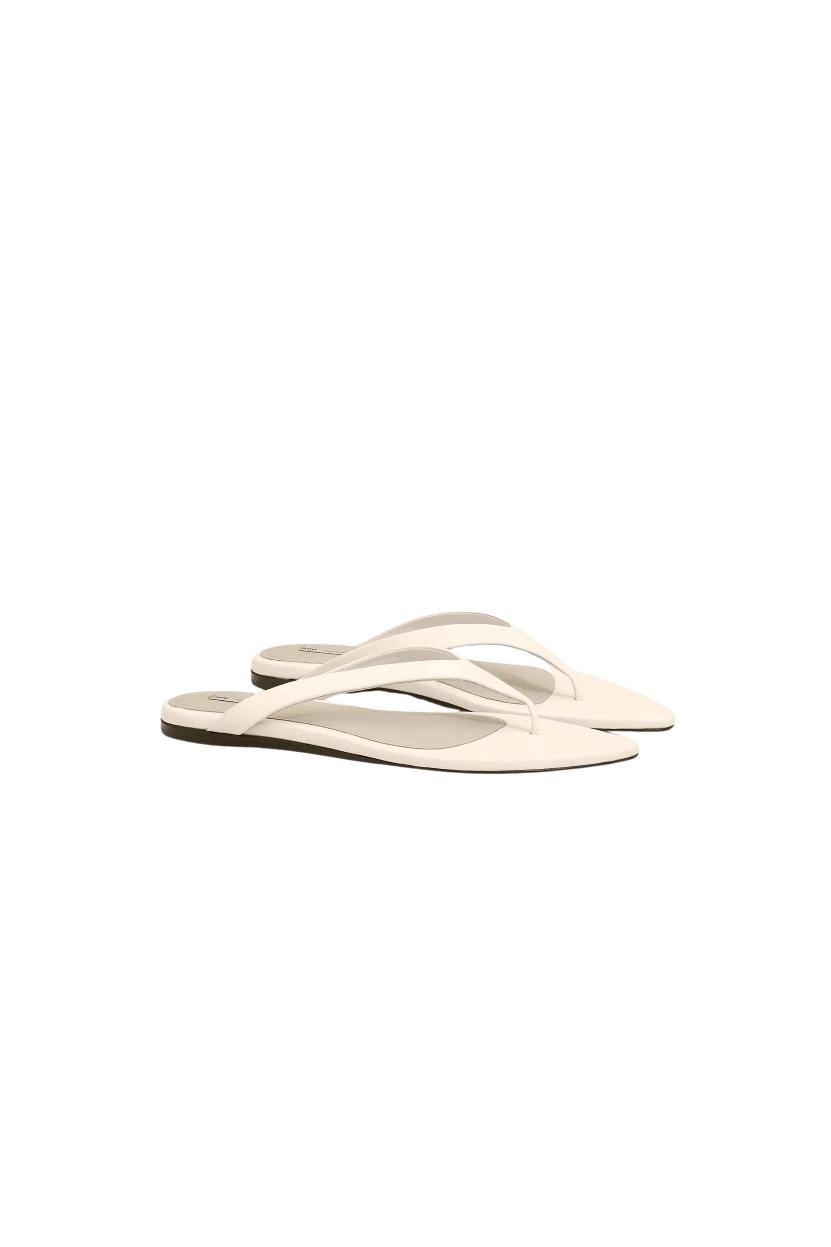 Pointed Toe Flip Flops - Cream