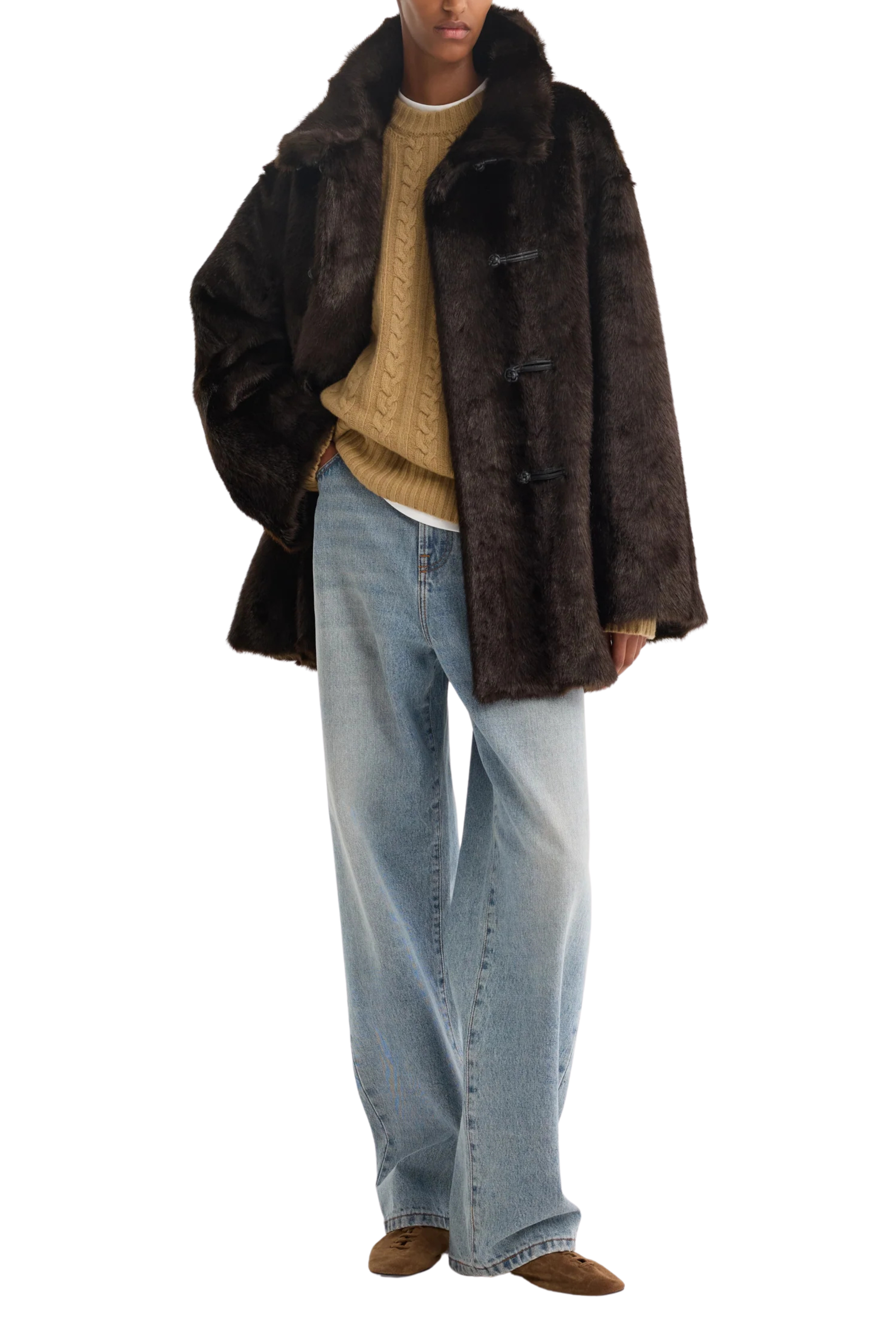 Mandarin Faux Fur Short Coat