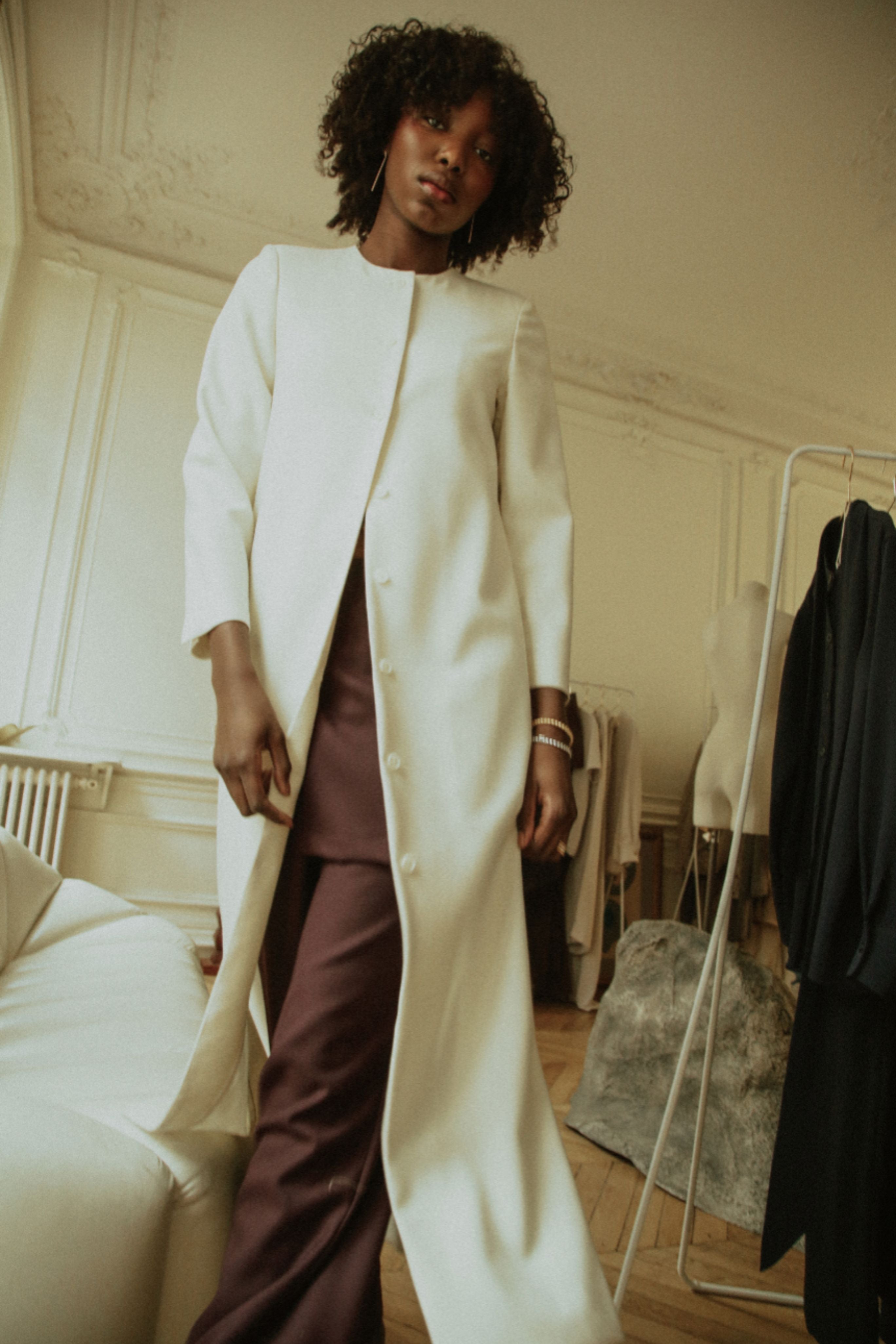 Crepe Long Cardigan Coat