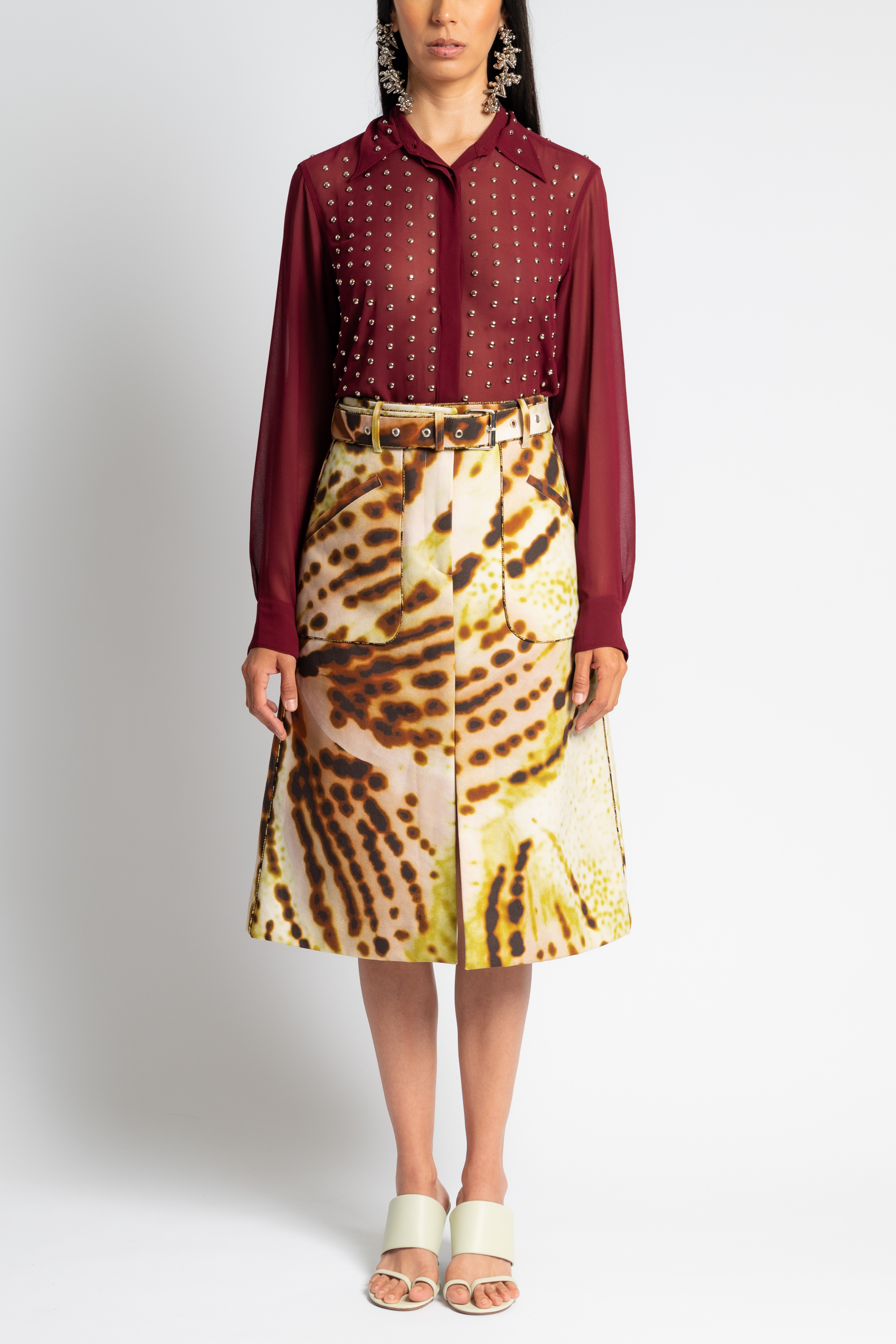 Sheraz Belted Print Skirt