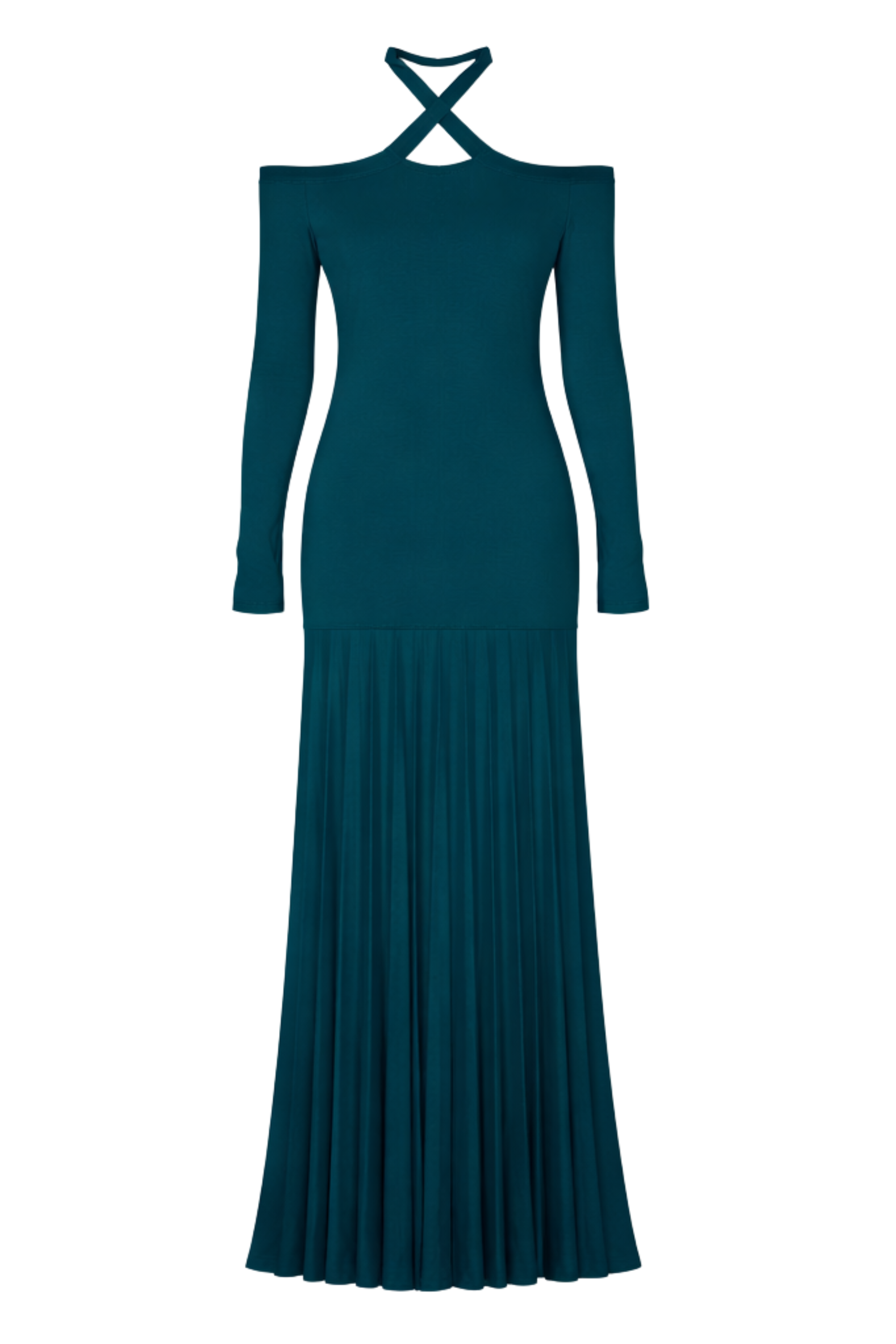 Off-The-Shoulder Long Sleeve Knit Gown