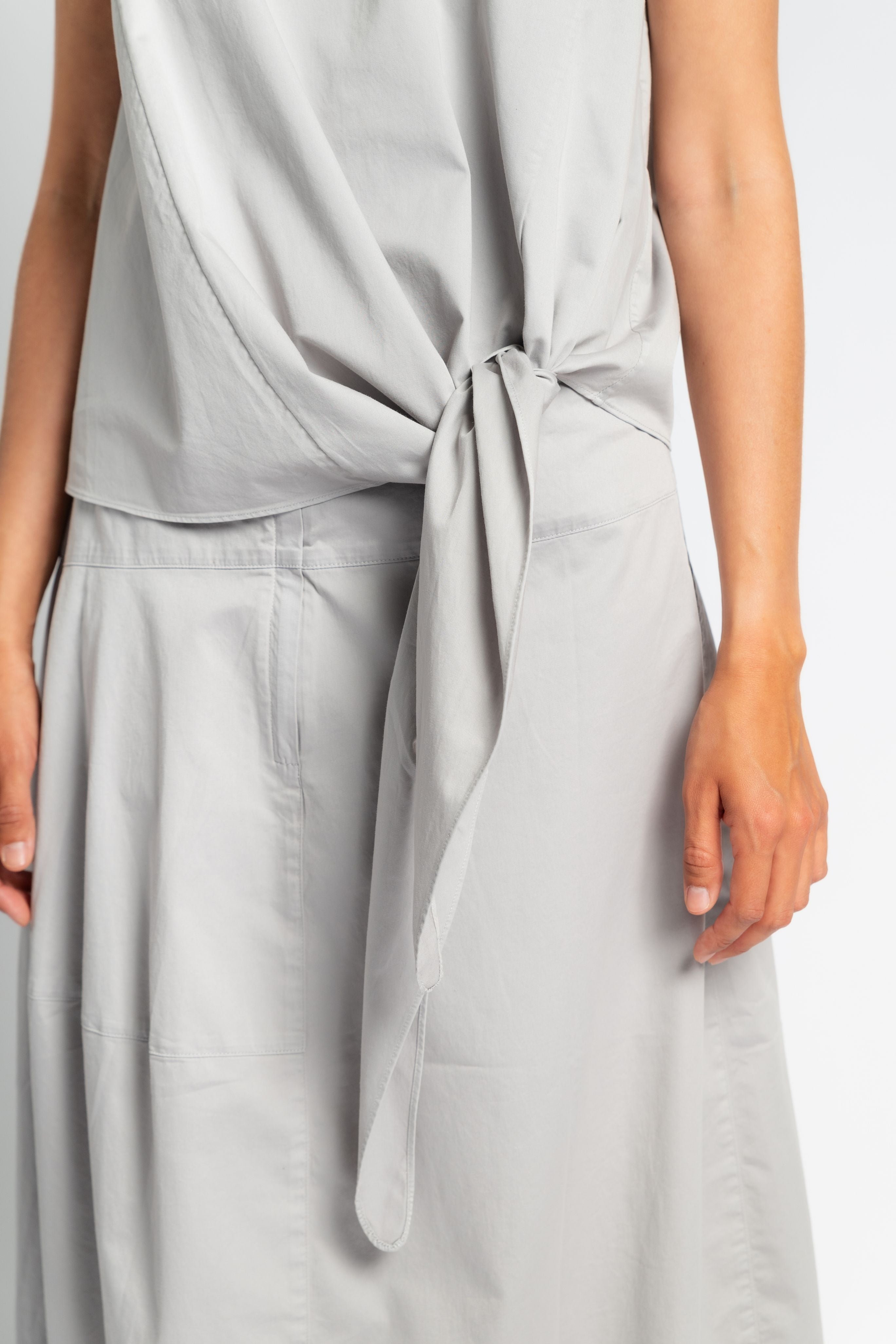 Garment Dyed Silky Cotton Tie Front Top