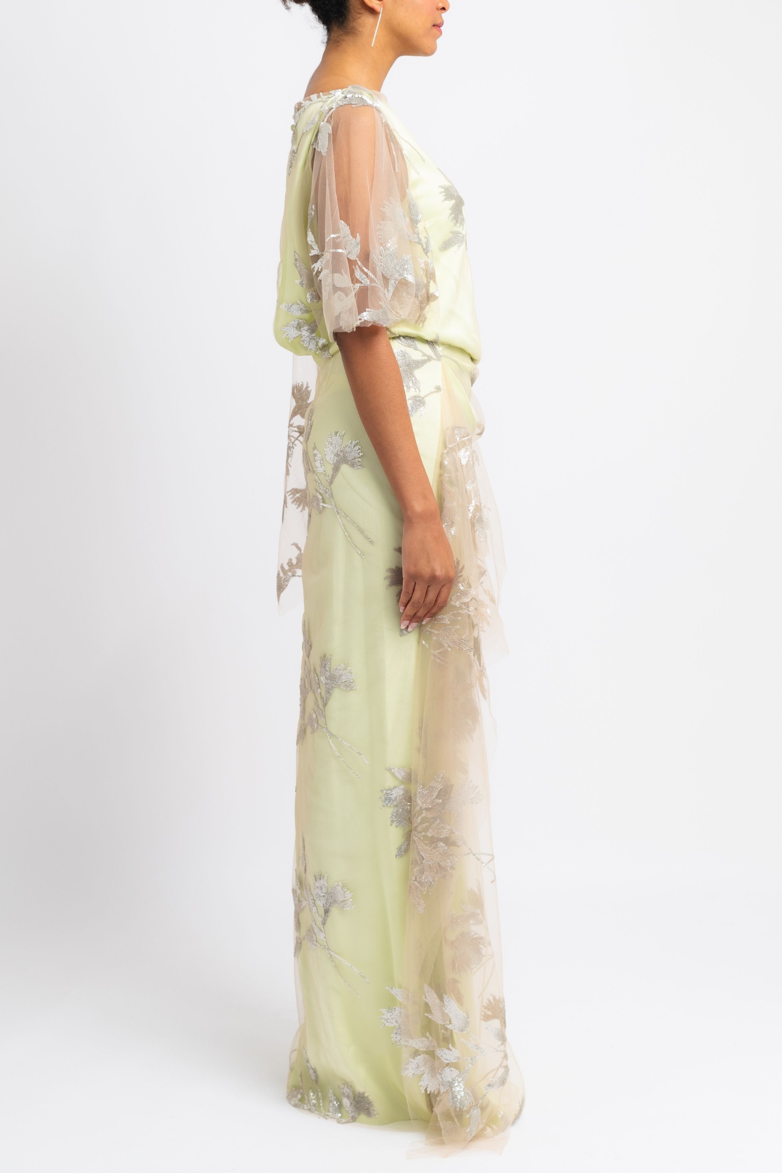 Short Sleeve Drape Gown