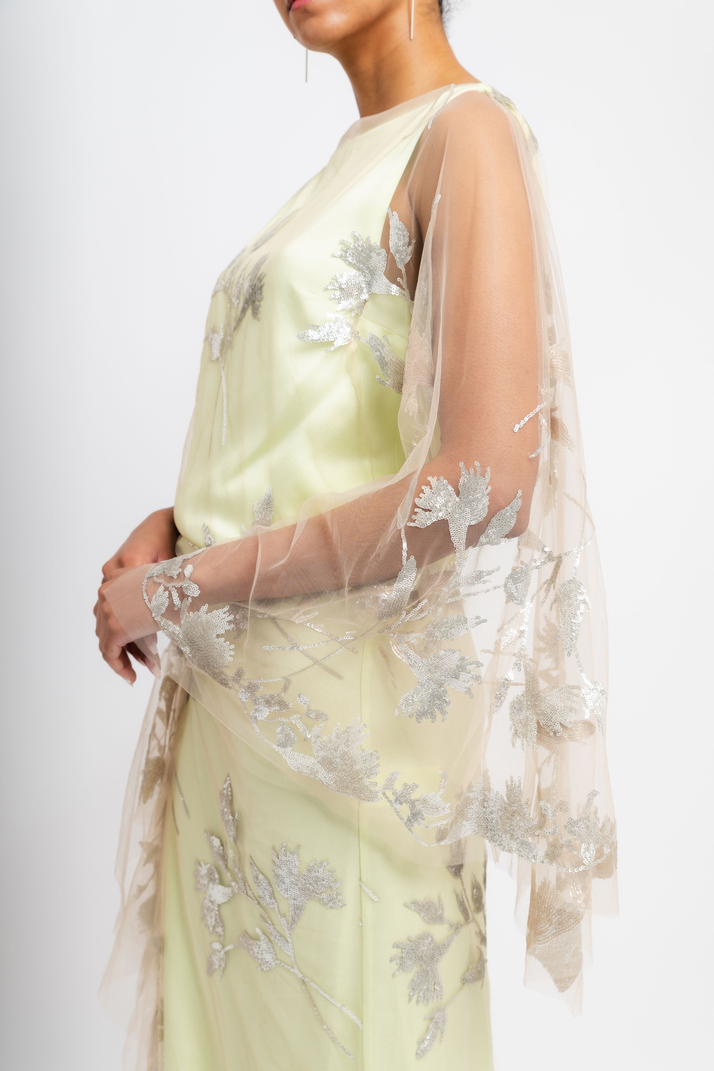 Short Sleeve Drape Gown