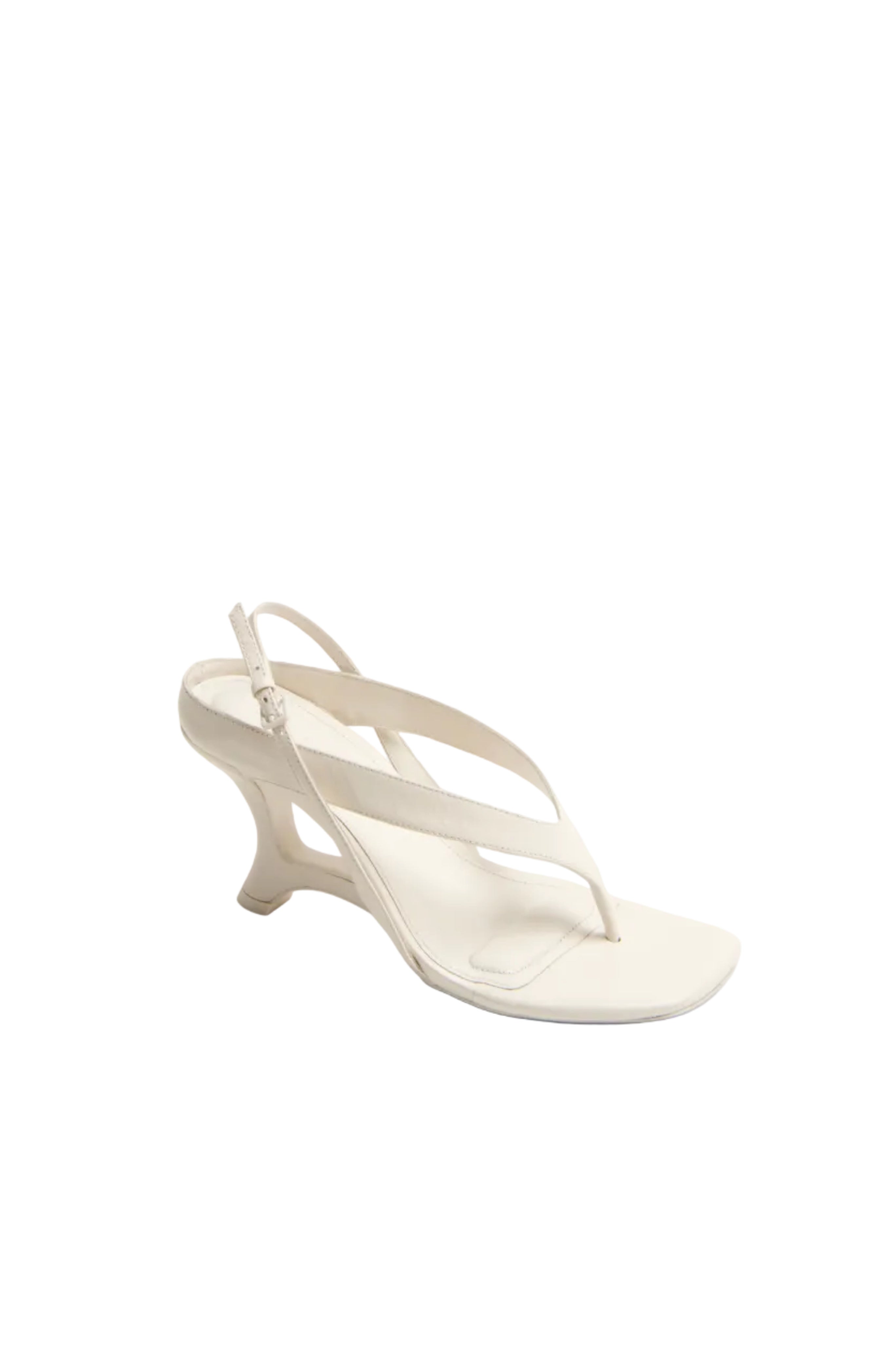 Darya Leather Wedge Thong Sandal in White