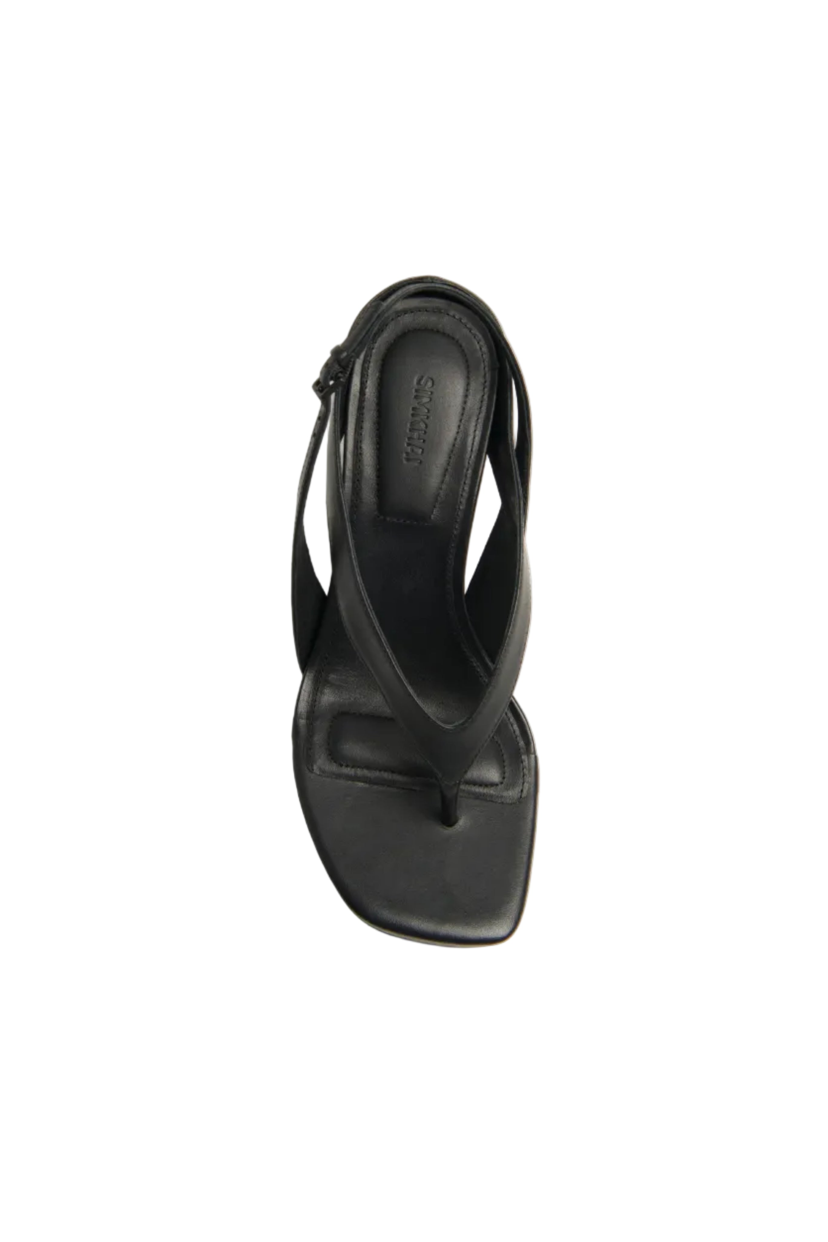 Darya Leather Wedge Thong Sandal in Black