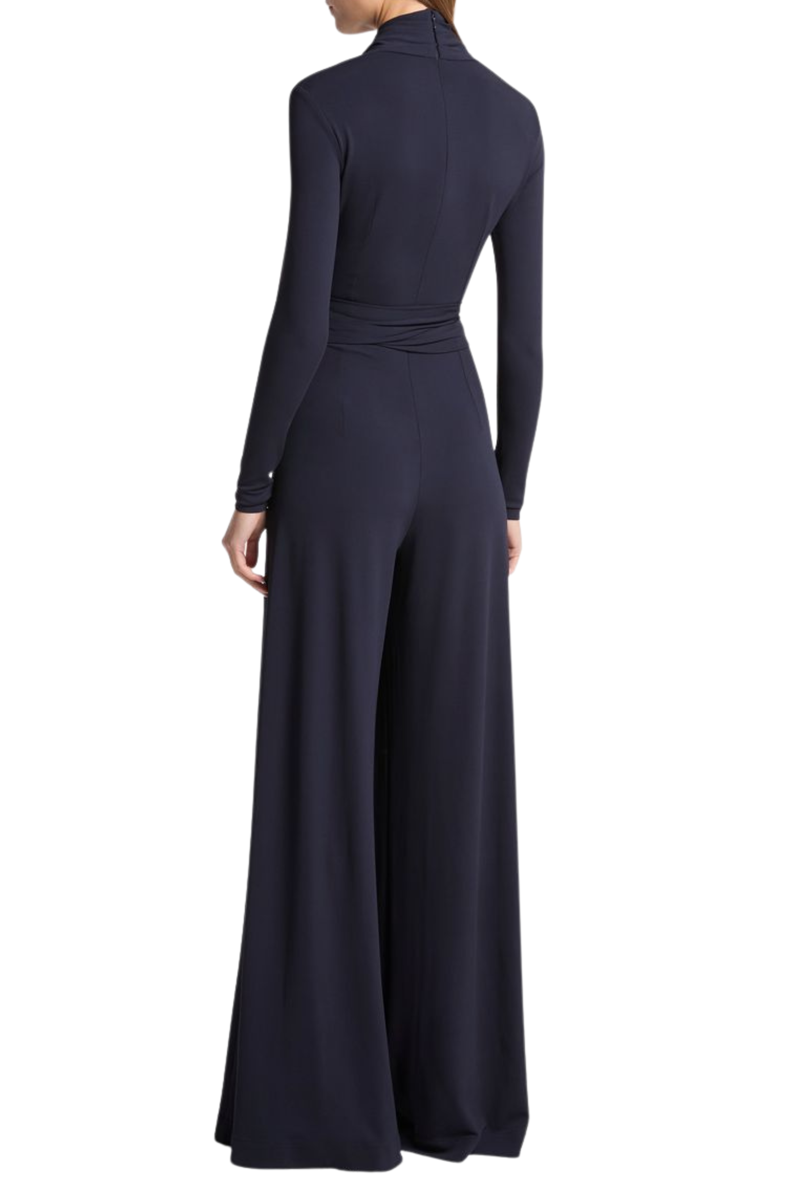 Long Sleeve Tie Waist Palazzo Jumpsuit