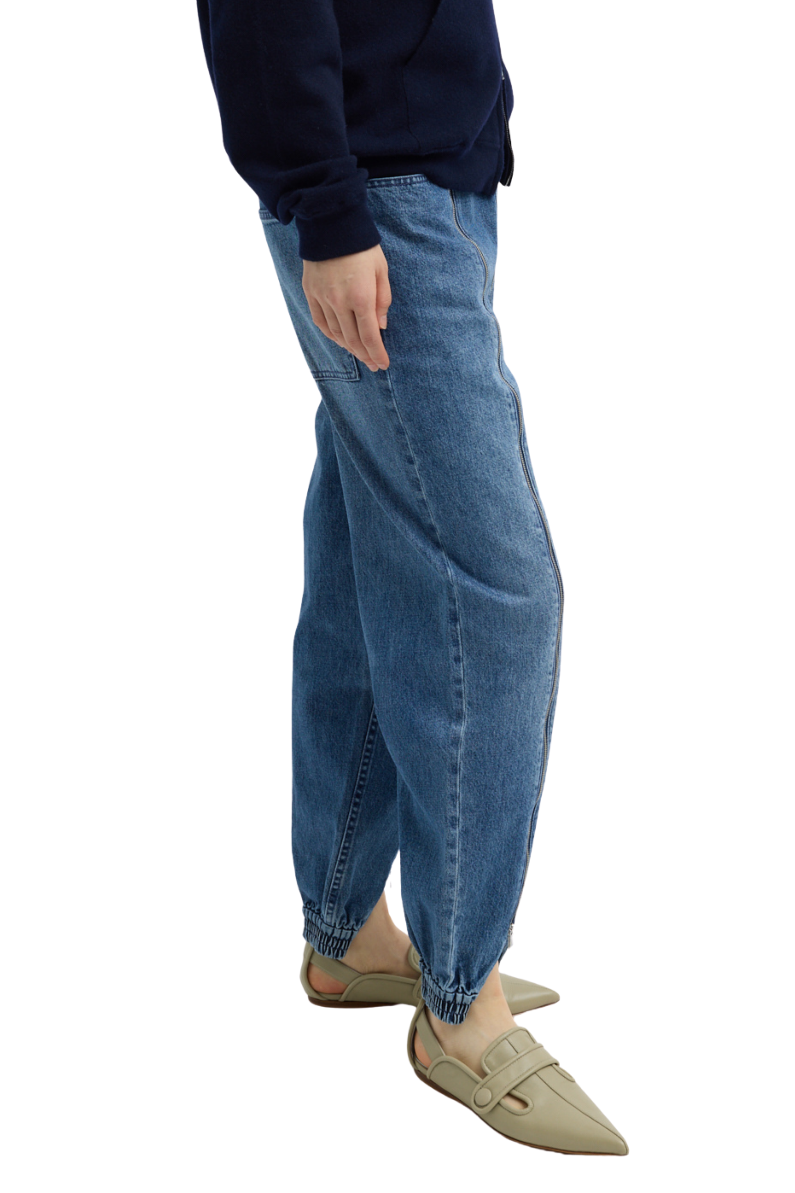 Zippered Denim Jogger