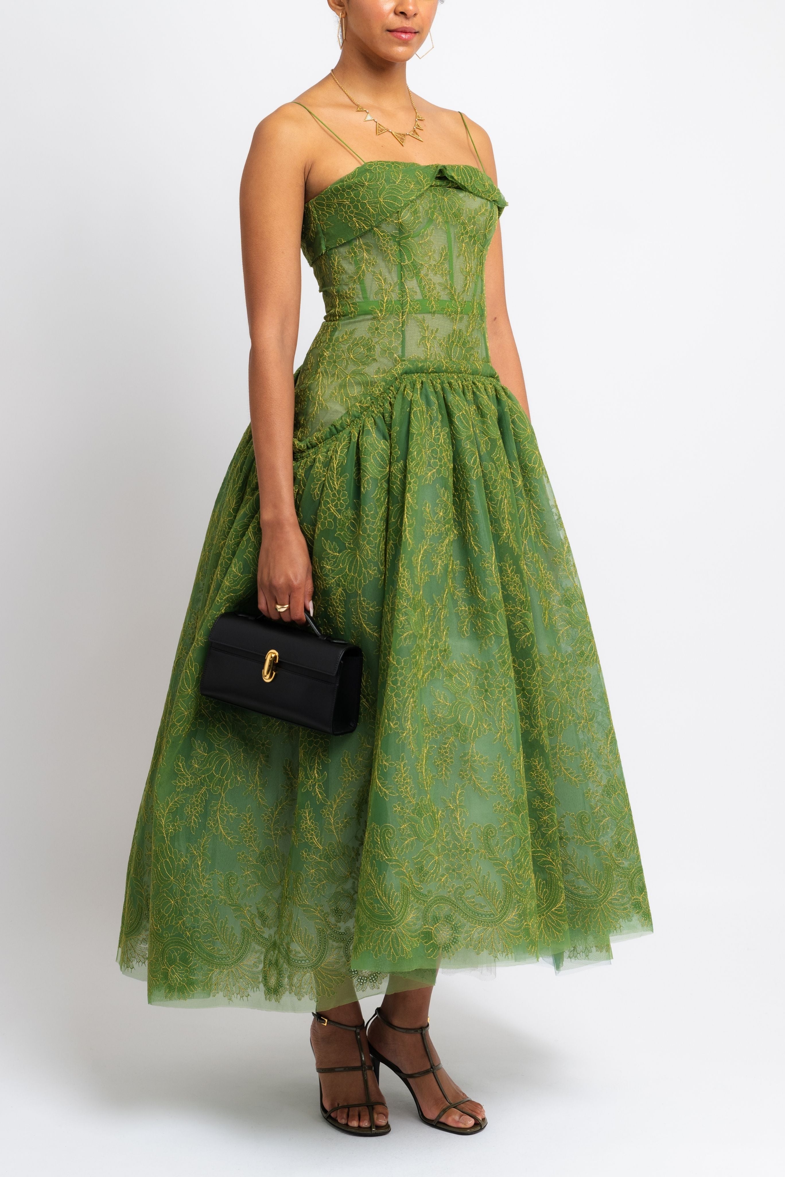 Sleeveless Full Skirt Midi Dress