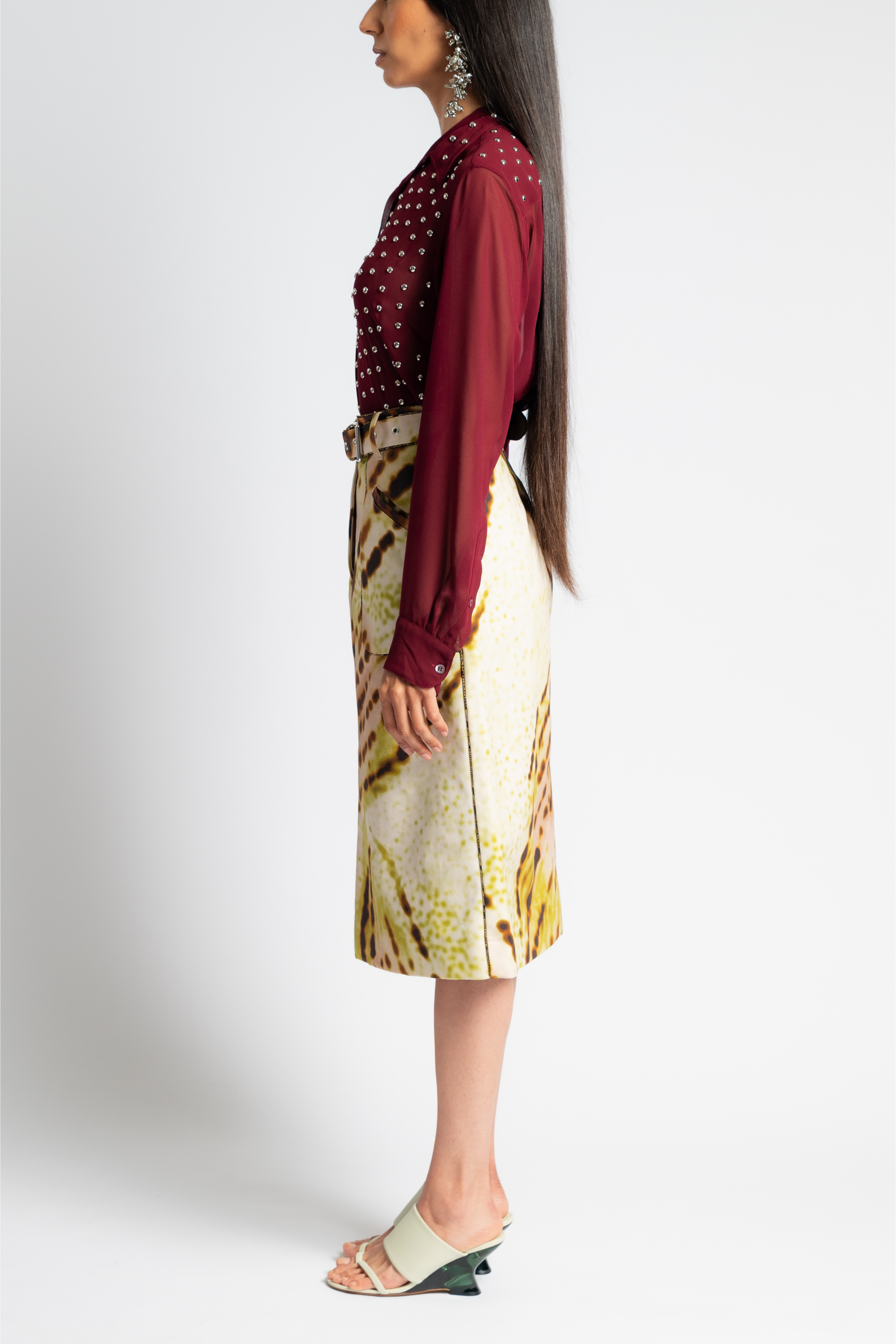 Sheraz Belted Print Skirt