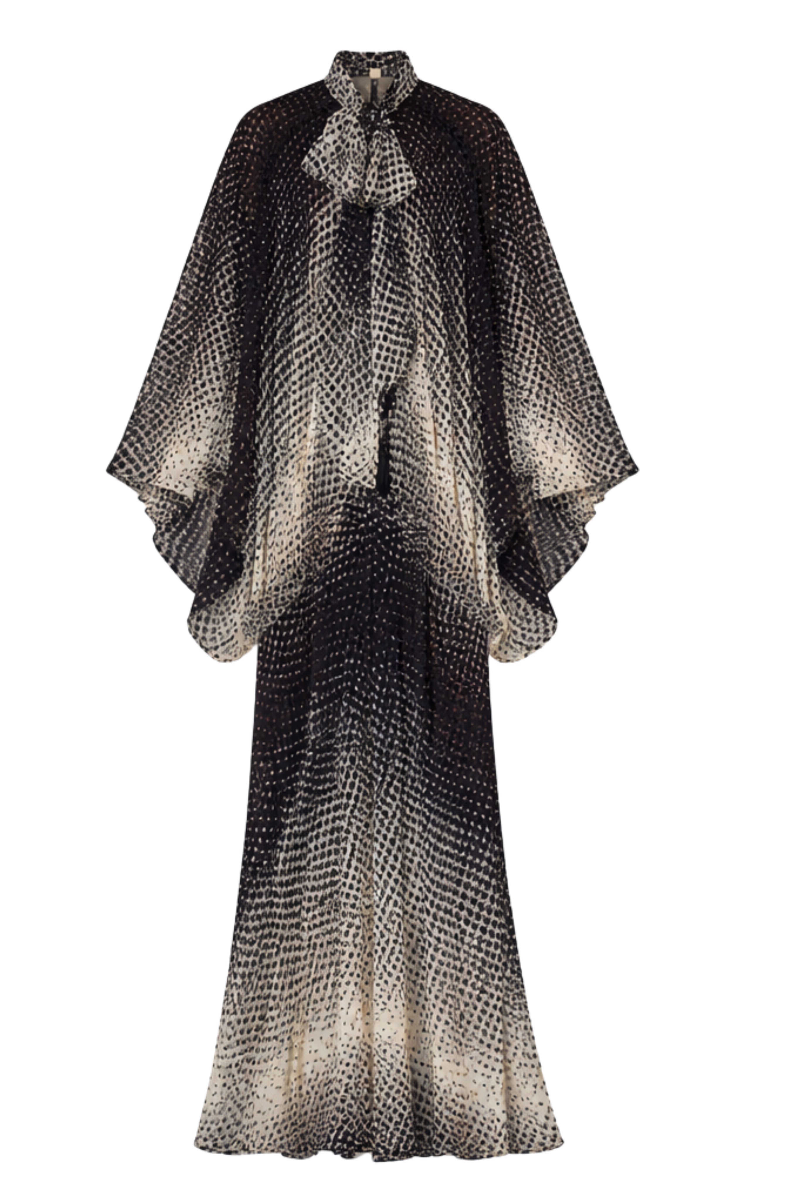 Sheer Halftone Wiggle Dot Batwing Sleeve Caftan