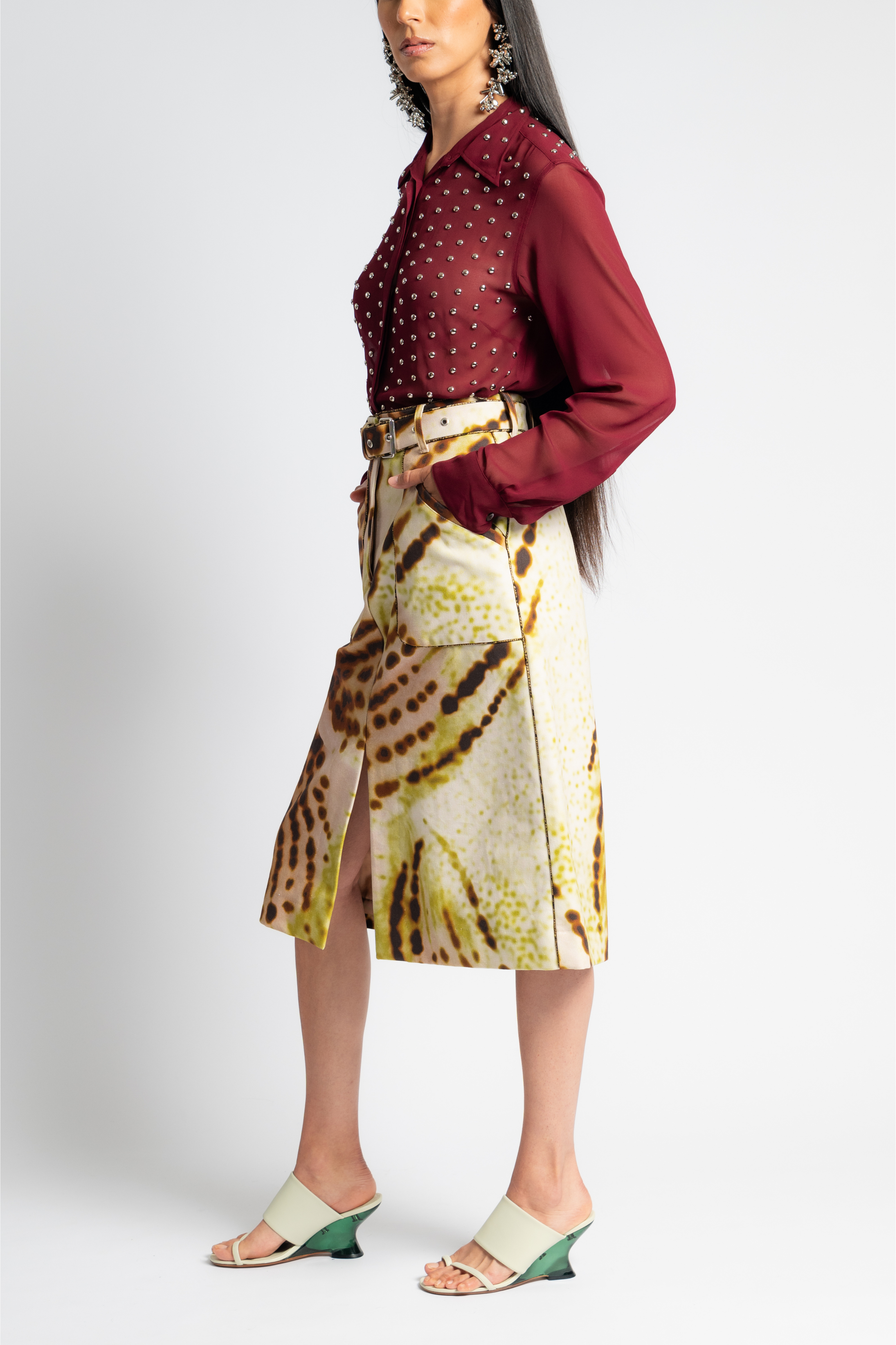Sheraz Belted Print Skirt