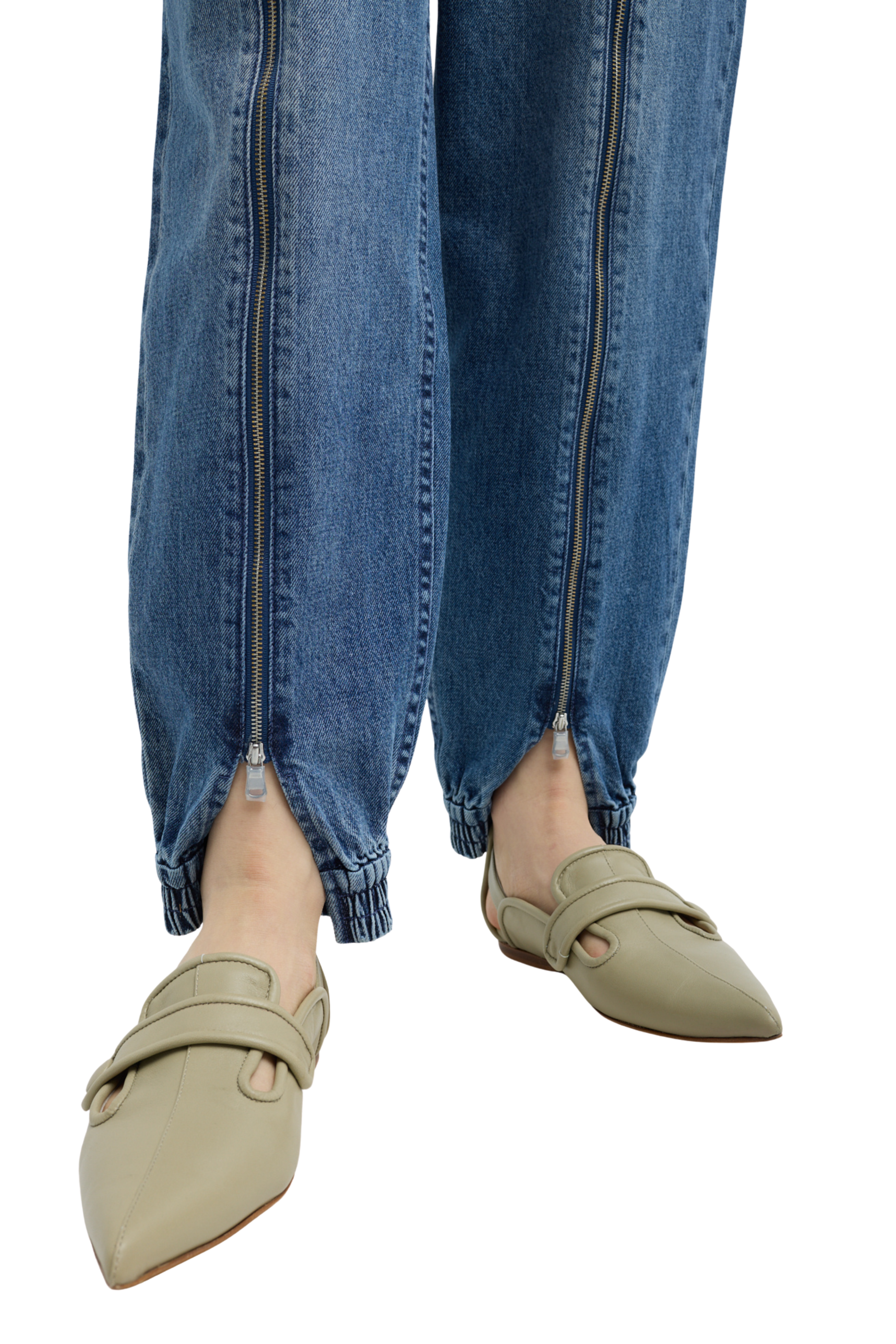 Zippered Denim Jogger