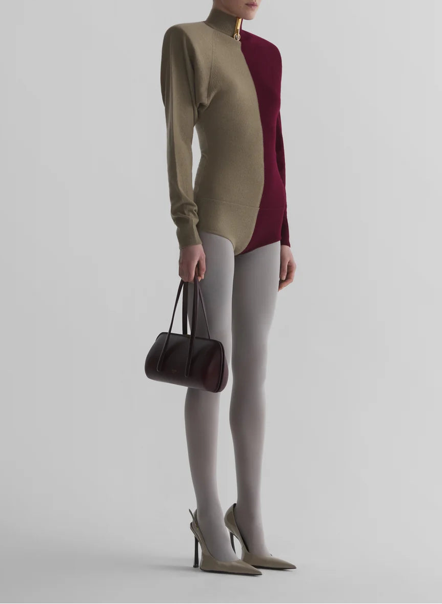 Bi-color cashmere bodysuit