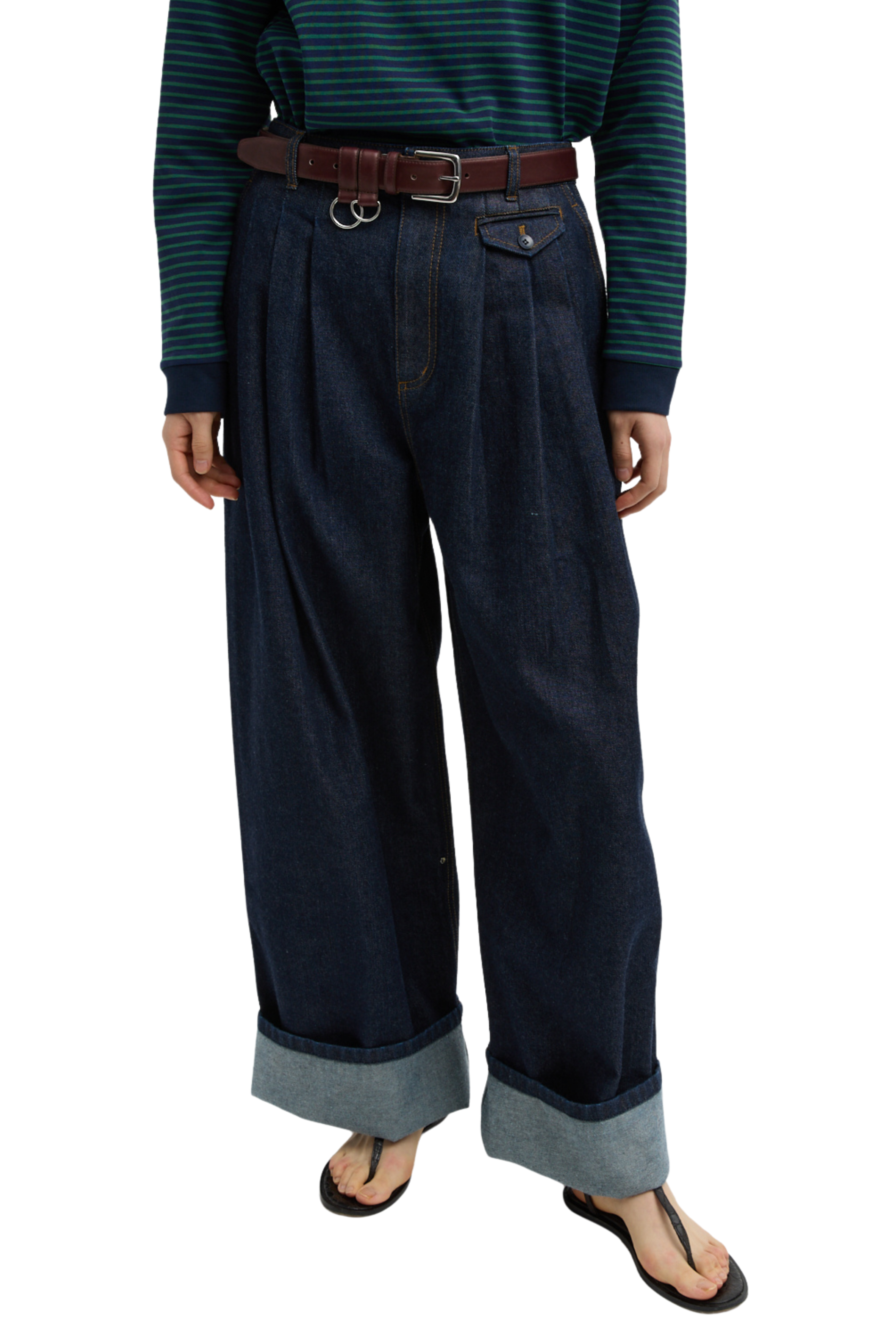 Indigo Denim Triple Pleat Jean