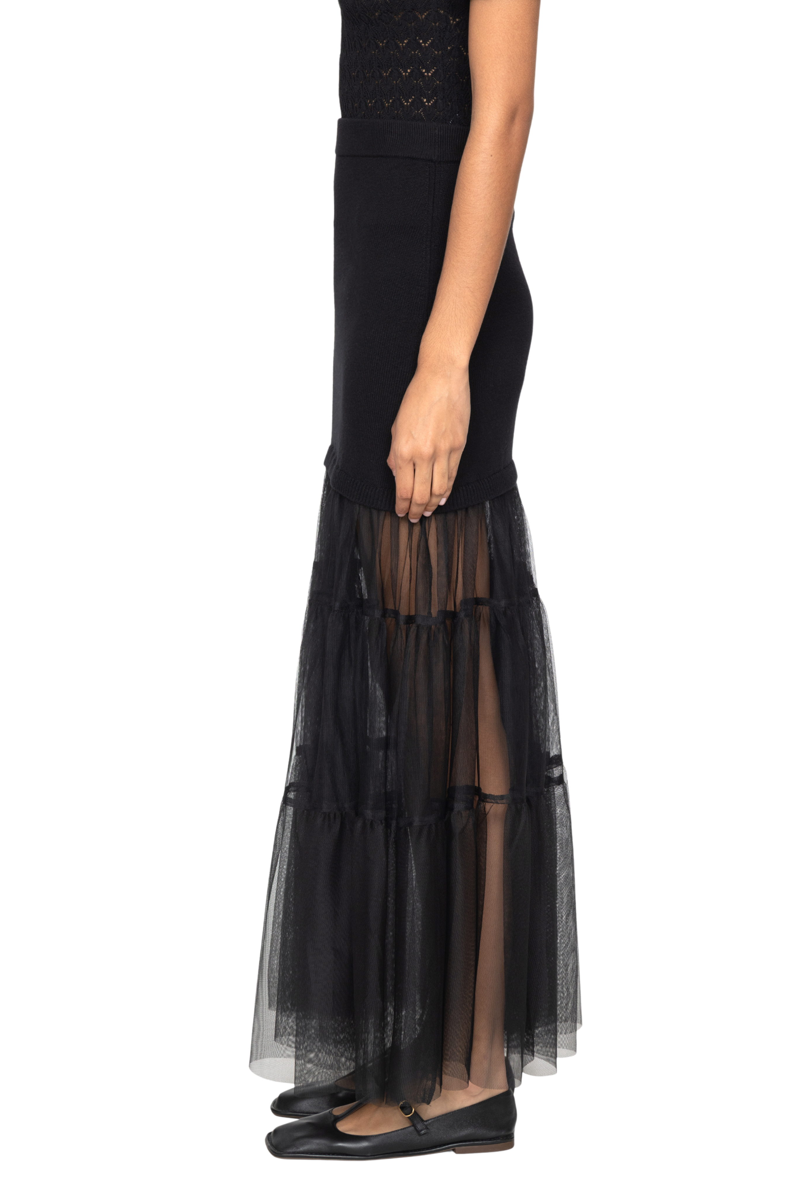 Seraphine Solid Knit Tulle Skirt
