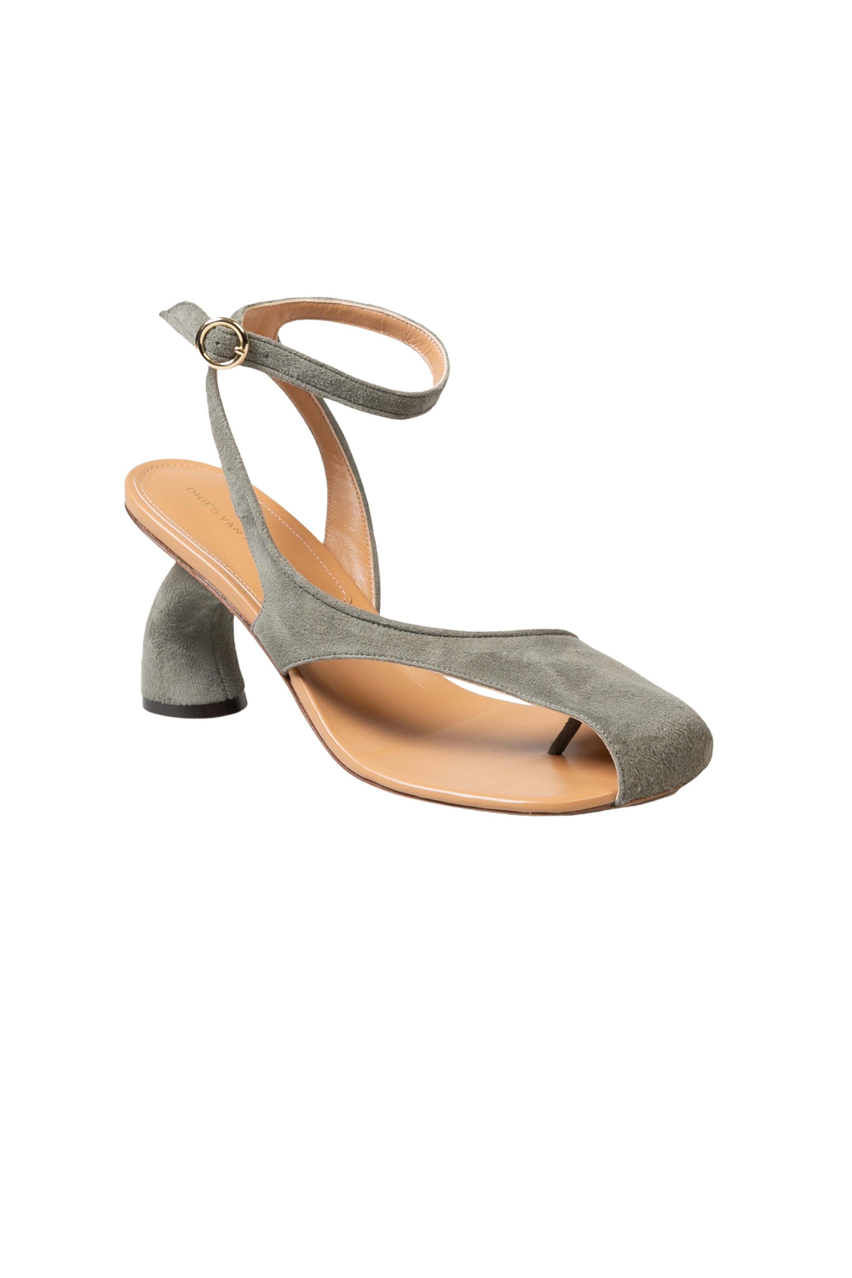 Virgo Asymmetric Sandal in Light Grey Suede