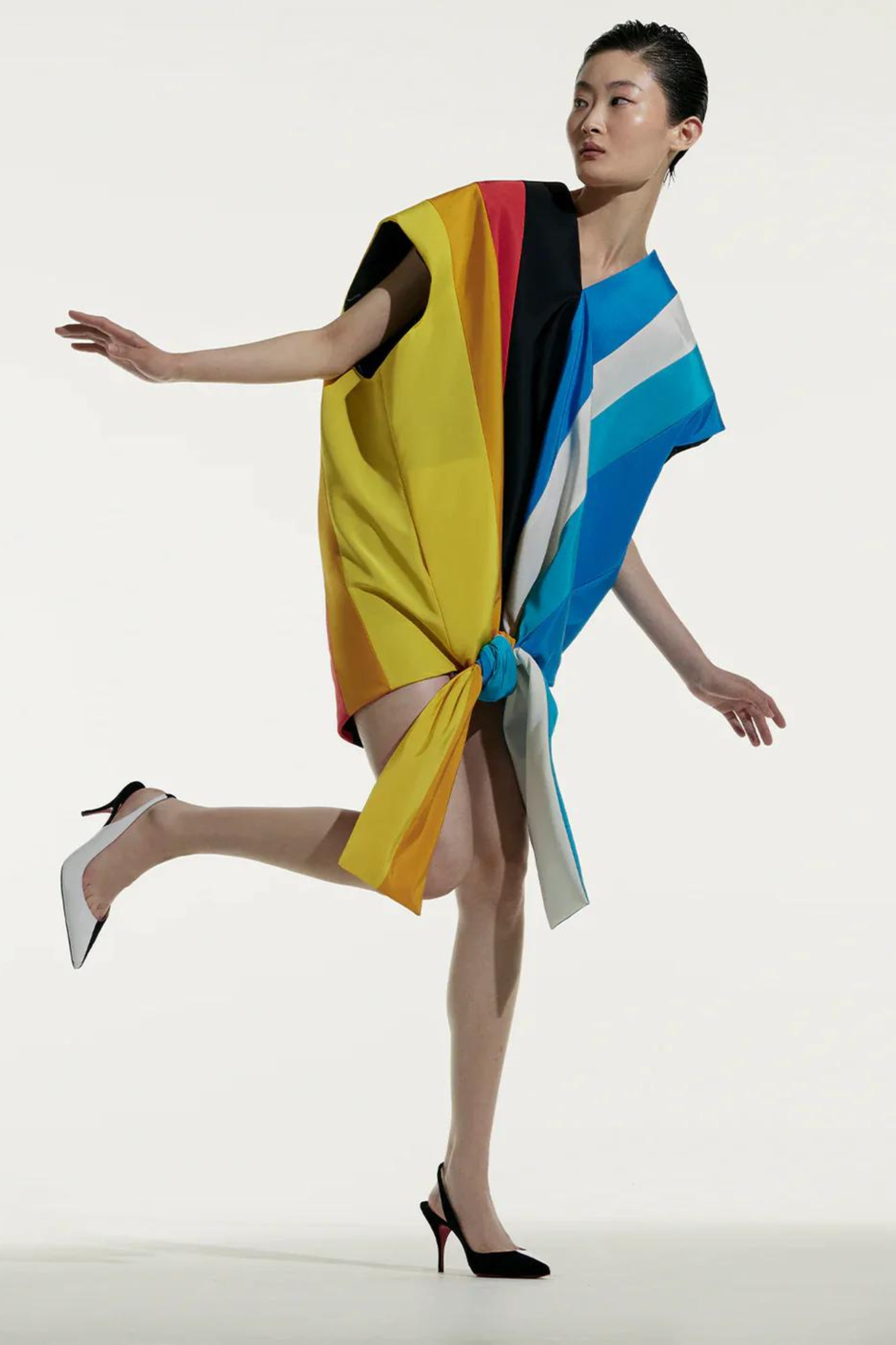 CHRISTOPHER JOHN ROGERS Stripe Tie Front Mini Dress