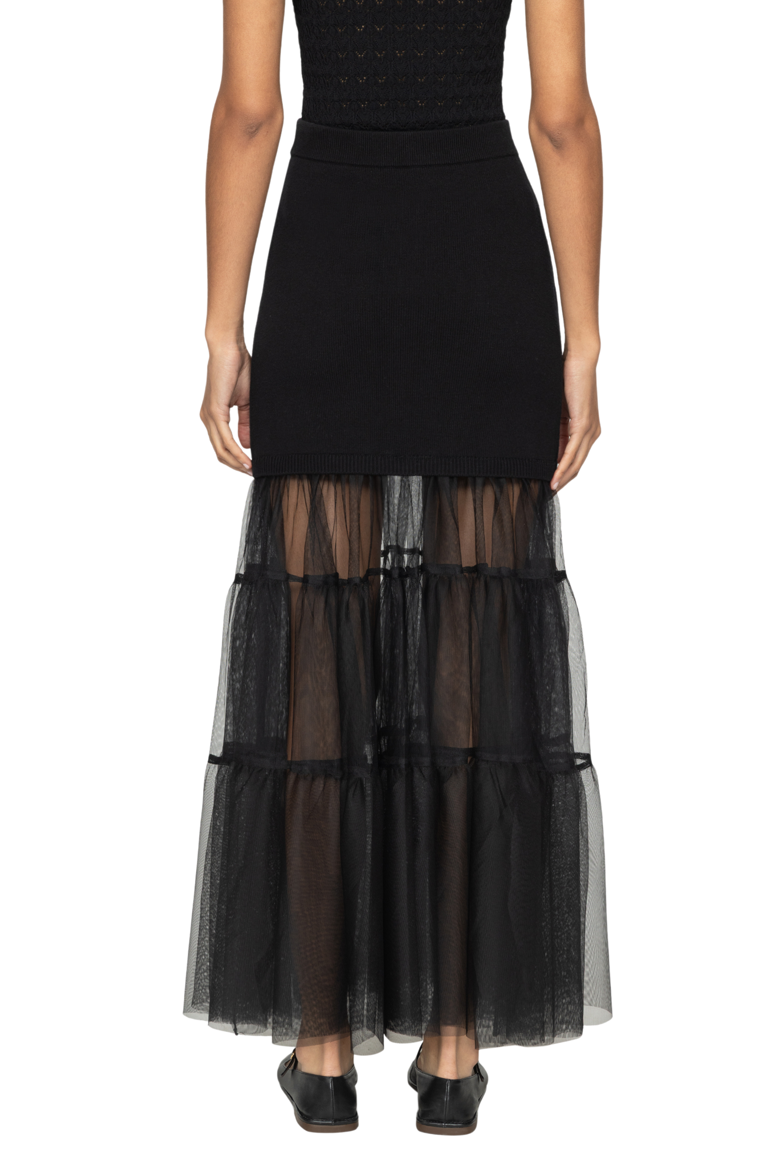 Seraphine Solid Knit Tulle Skirt