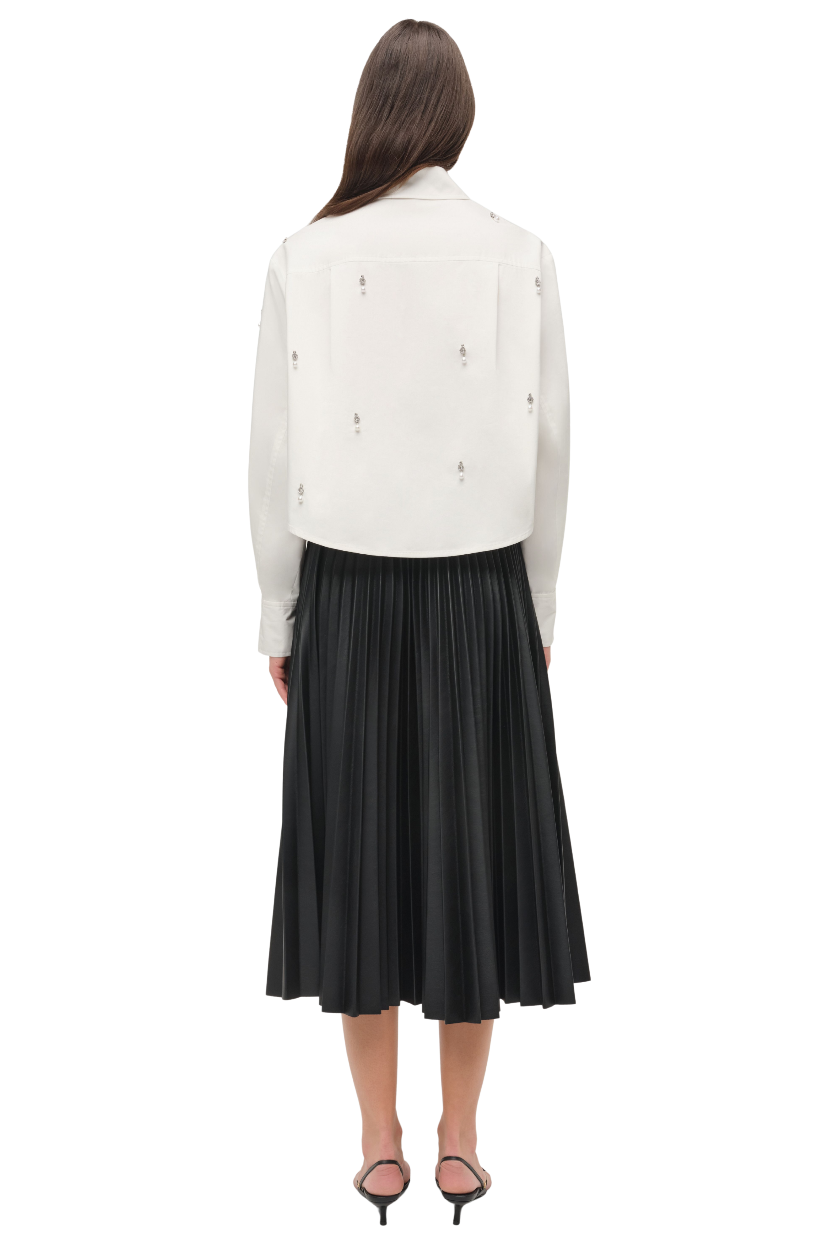 Renata Embellished Cropped Button Down Shirt