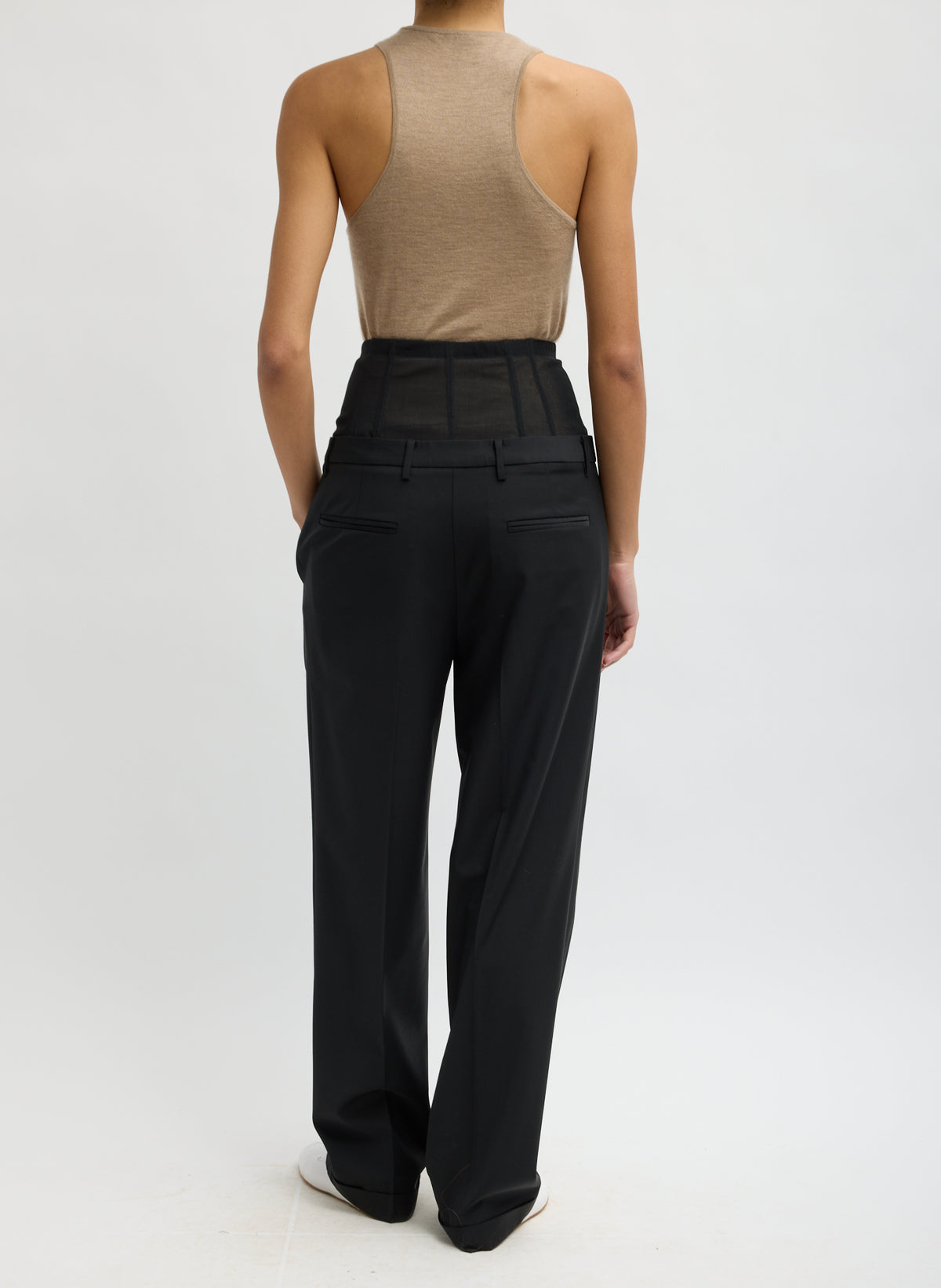 RECYCLED TROPICAL WOOL CORSET TROUSER